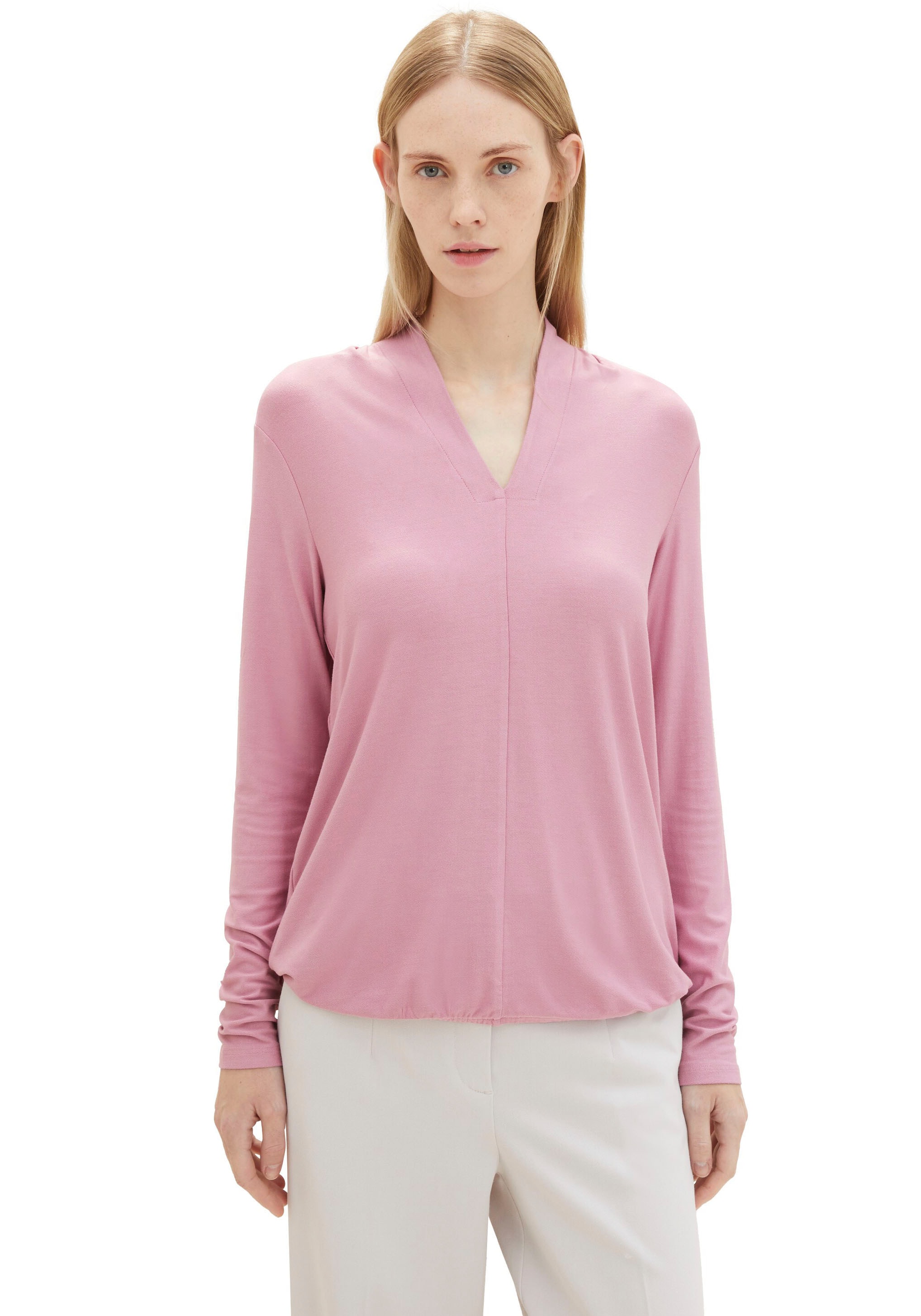 TOM TAILOR Langarmshirt, in Unifarbe