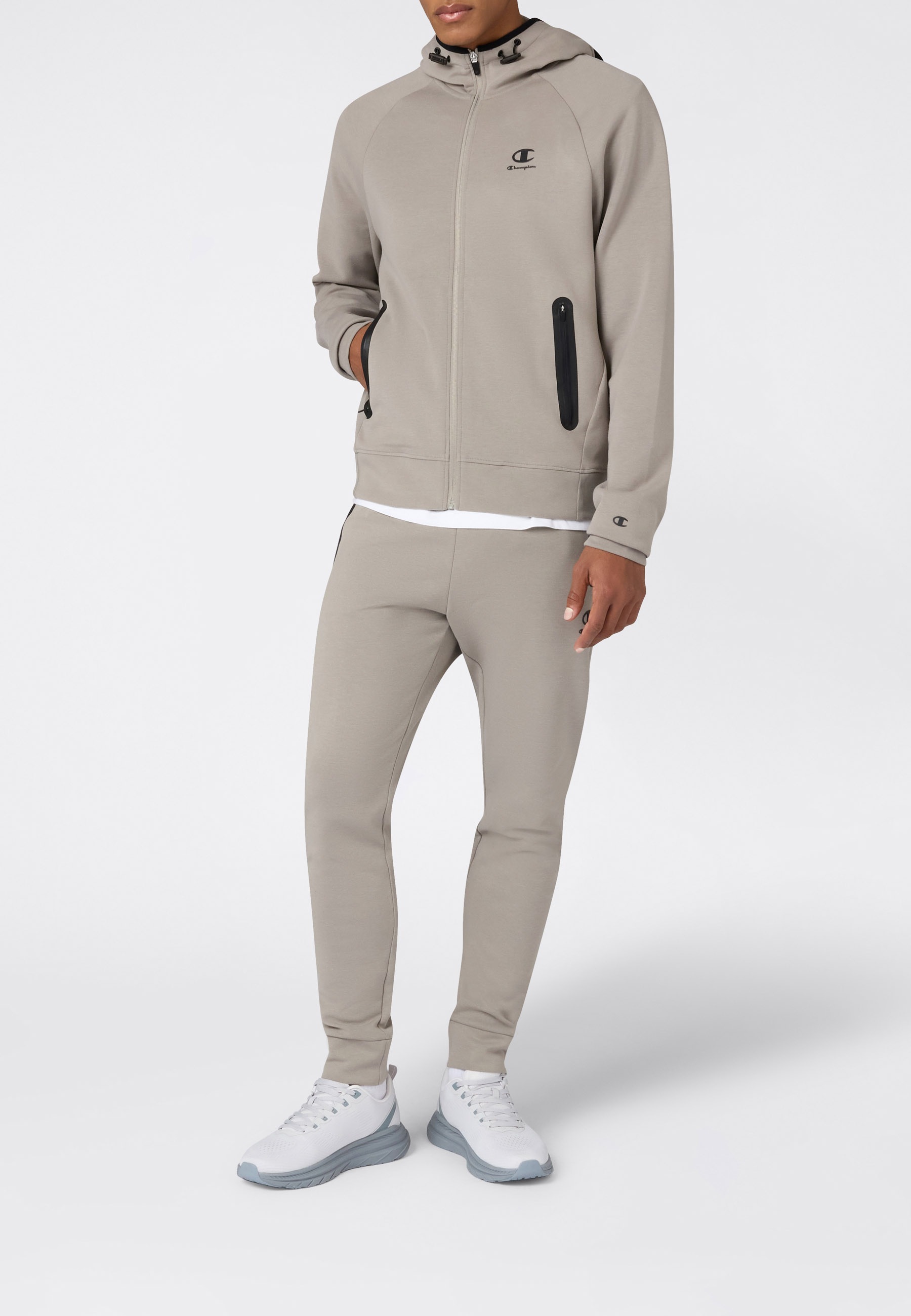 Jogginghose CHAMPION "C-TECH Slim Fit Interlock Cuffed Pants", Herren, Gr. M, N-Gr, mdg, Obermaterial: 69% Polyester, 26% Baumwolle, 5% Elasthan, Hosen Jogginghose 3