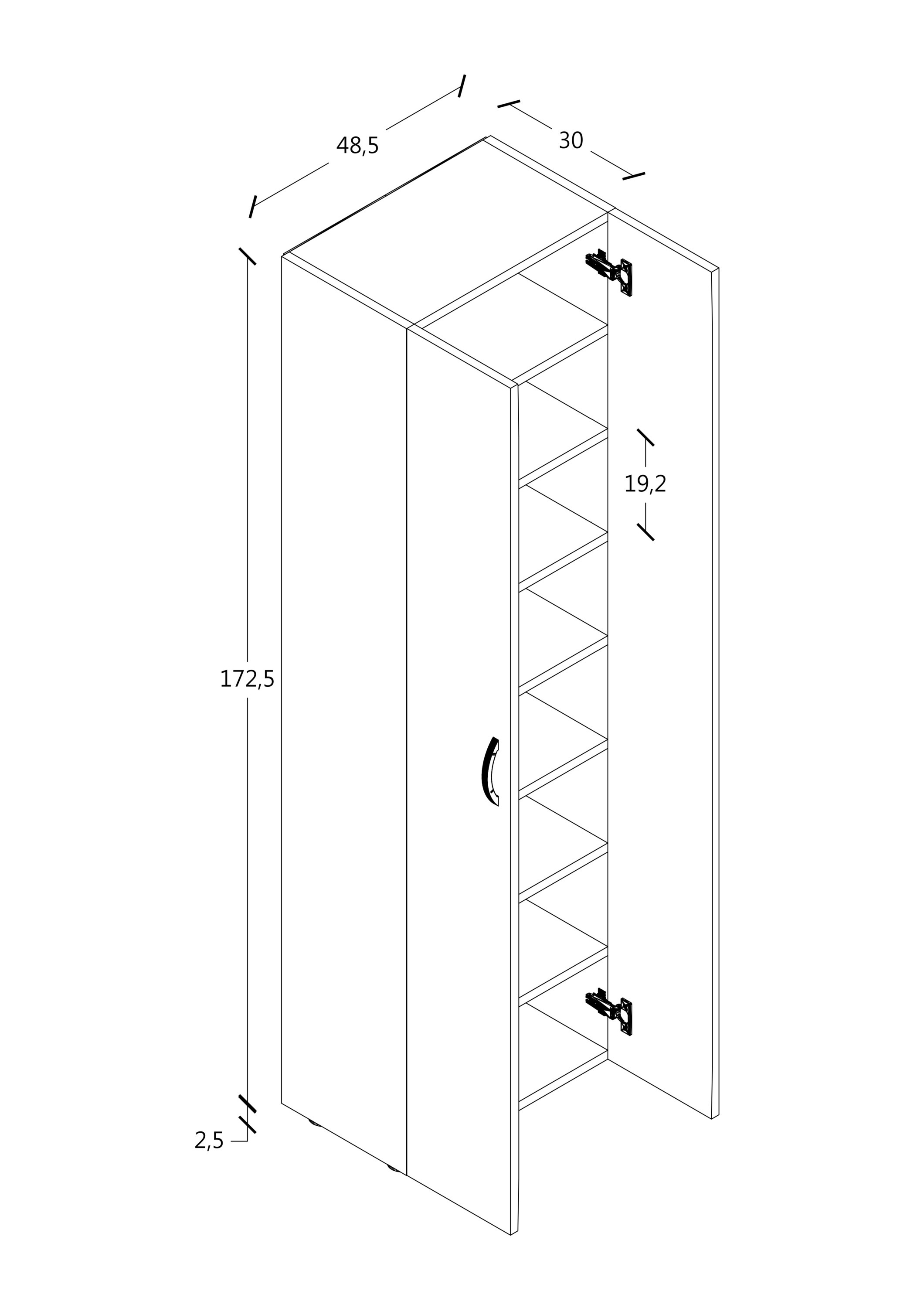 VCM Schuhschrank »VCM Holz Schuhschrank | Maße: H. 173 x B. 49 x T. 30 cm | Allzweckschrank | 8 Fächer | 2 Drehtüren ¿ Ulas«, (1 St.)
