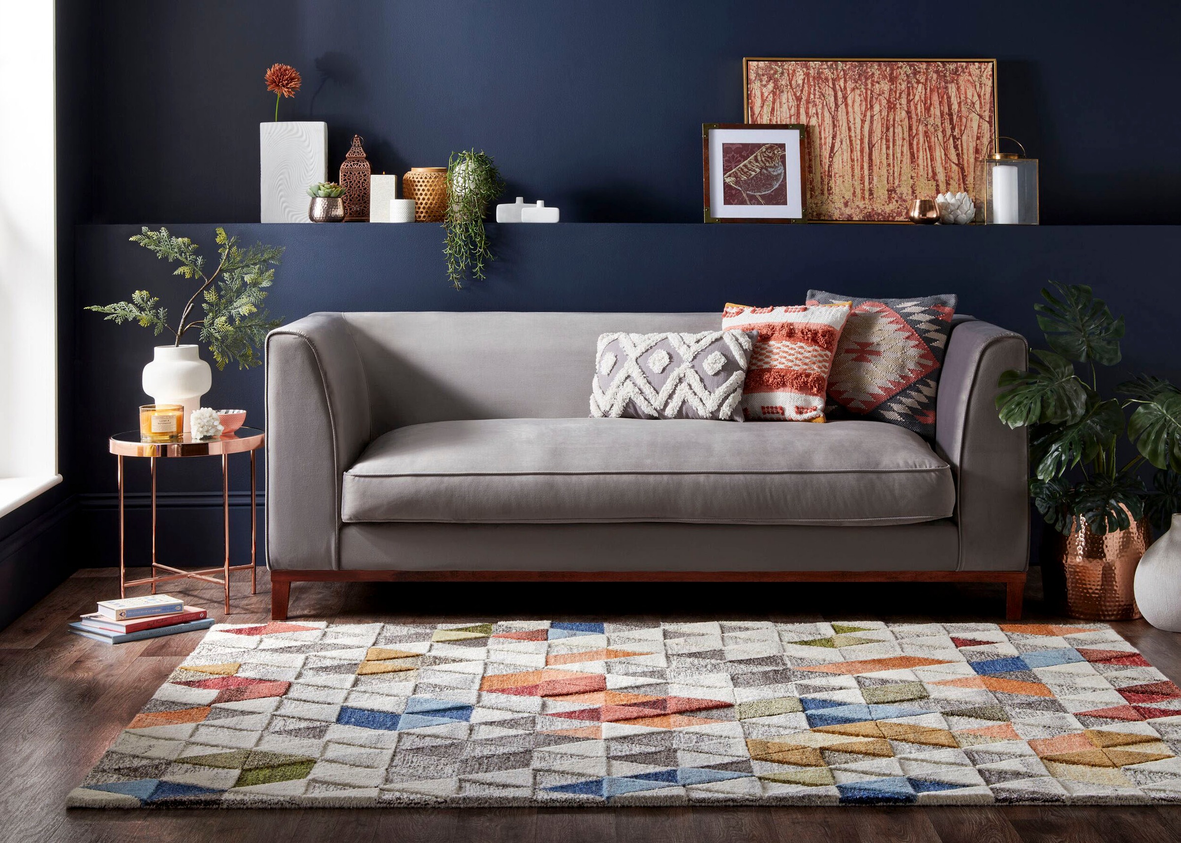 FLAIR RUGS Wollteppich "Amari" rechteckig 10 mm Höhe mit Hoch-Tief-Effekt, günstig online kaufen