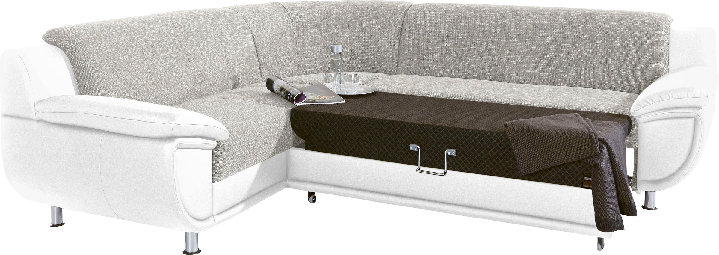 TRENDMANUFAKTUR Ecksofa »Rondo 3, zeitlos und modern, im Materialmix, L-Form«, wahlweise Federkern für hohen Sitzkomfort, wahlweise Bettfunktion