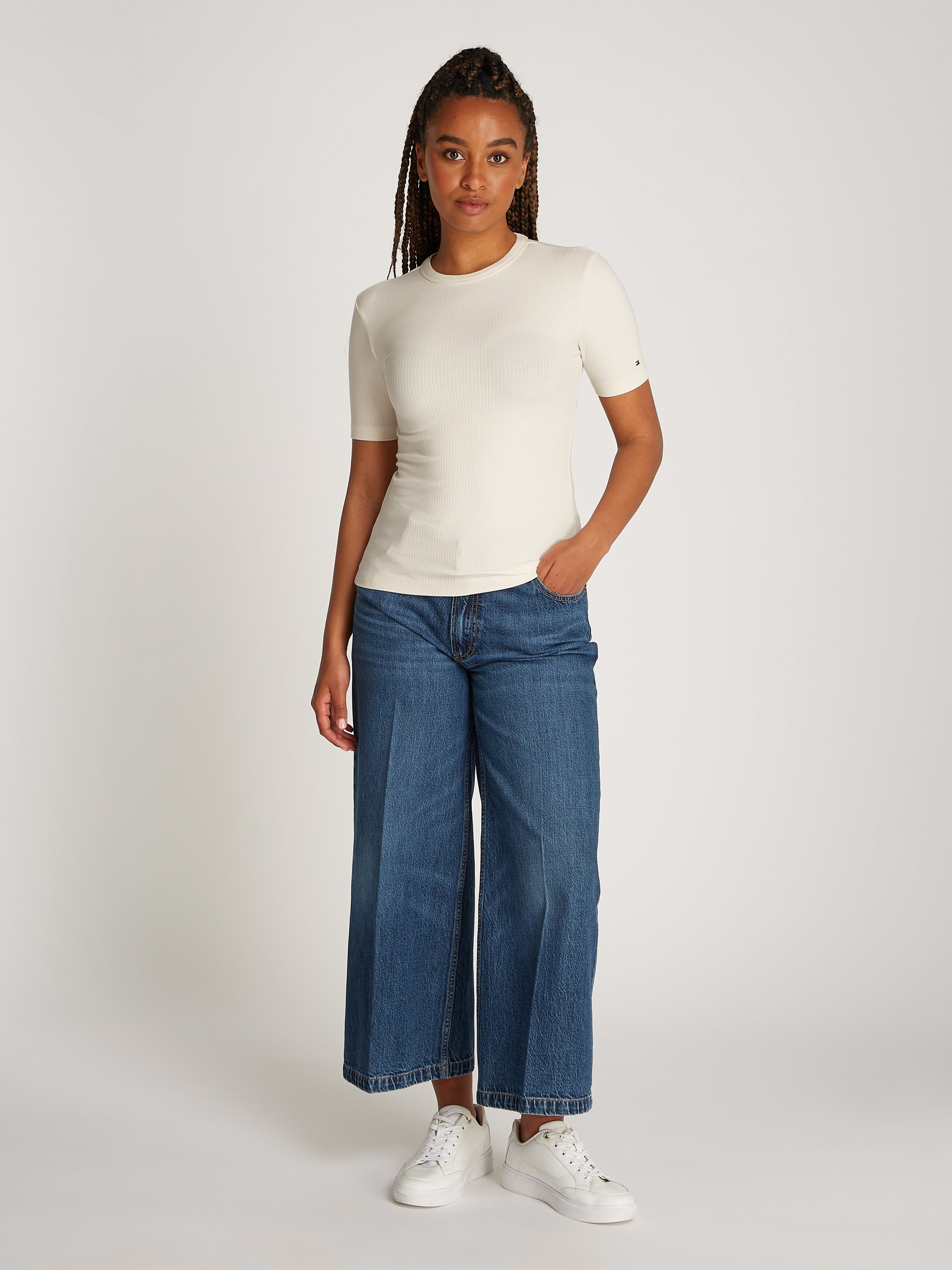 Tommy Hilfiger Kurzarmshirt »5X2 RIB C-NK SS«, mit Rundhals, Kurzarm