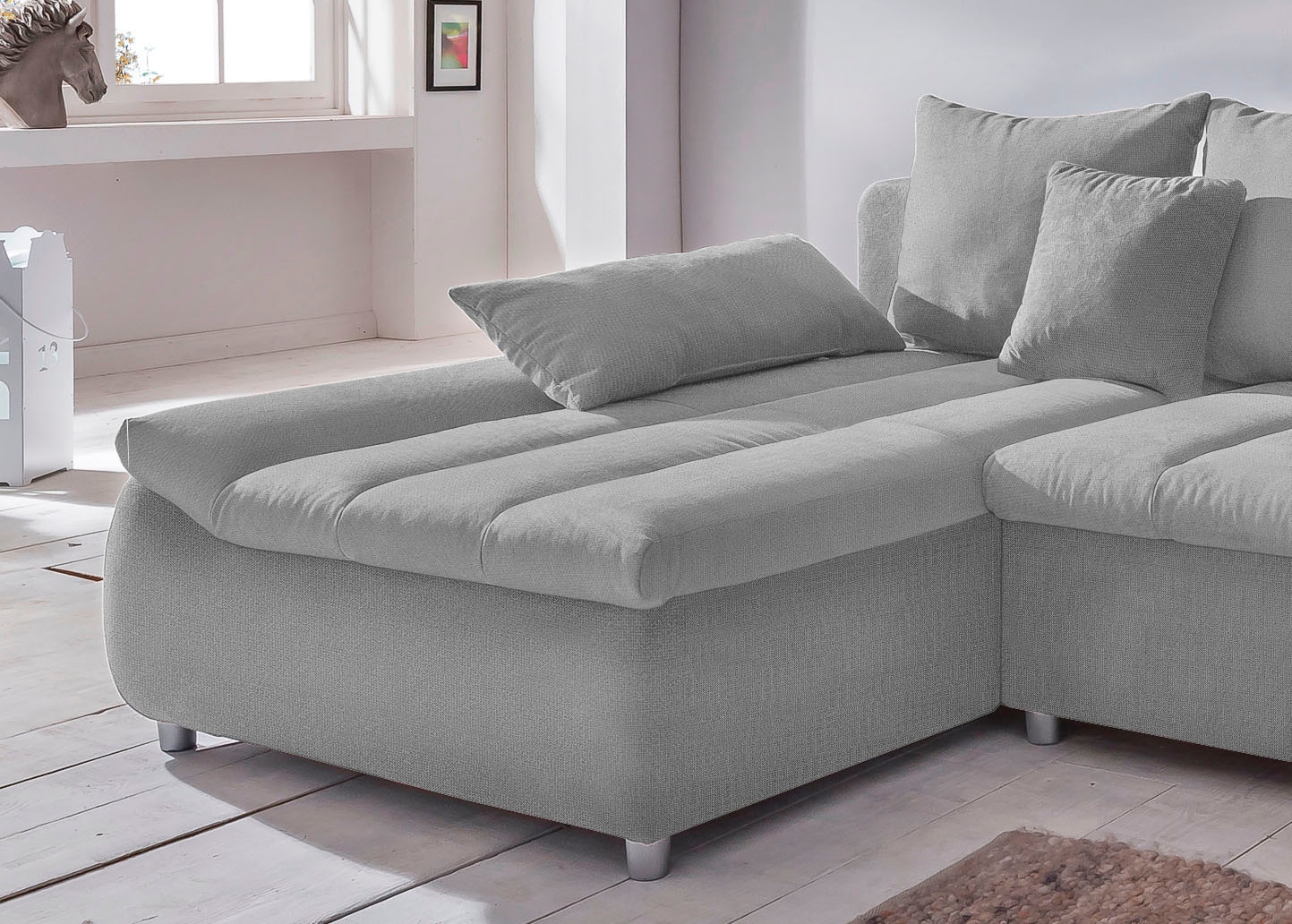 INOSIGN Ecksofa »Imola elegant und bequem, aktuelle Steppung im Sitz, L-Form«, wahlweise mit Bettfunktion