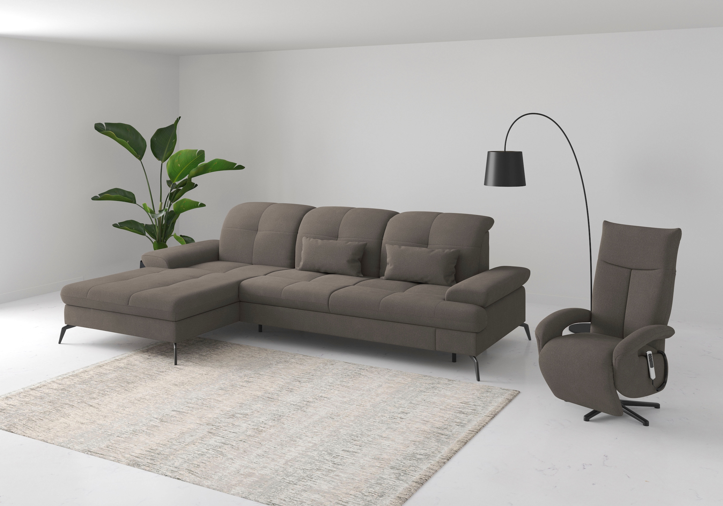 sit&more Ecksofa »Amica, L-Form, inkl. Sitztiefenverstellung & Armteilverstellung«, wahlweise mit Bettfunktion, Bettkasten und Kopfteilverstellung