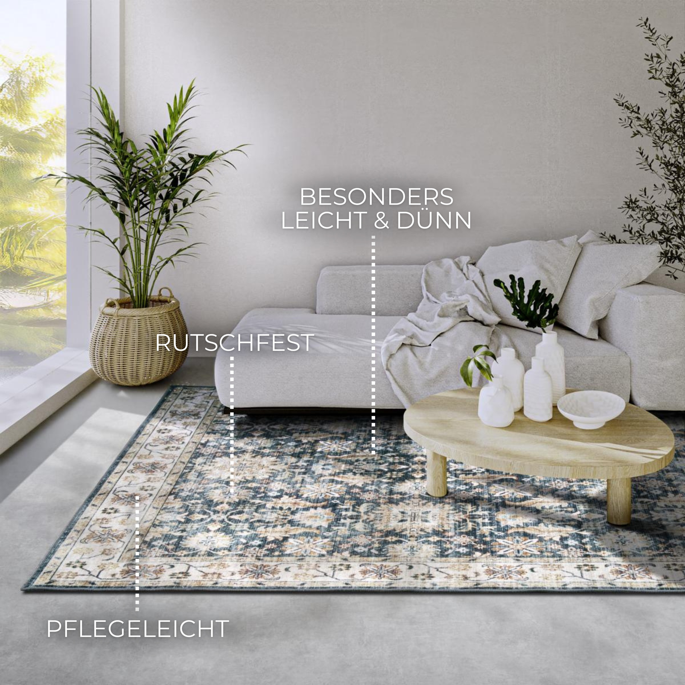 Thumbnail - ELLE DECORATION Teppich "Saveh", rechteckig, 5 mm Höhe, Kurzflor, Anti Rutsch, Vintage, Klassisch, Wohnzimmer, Flur