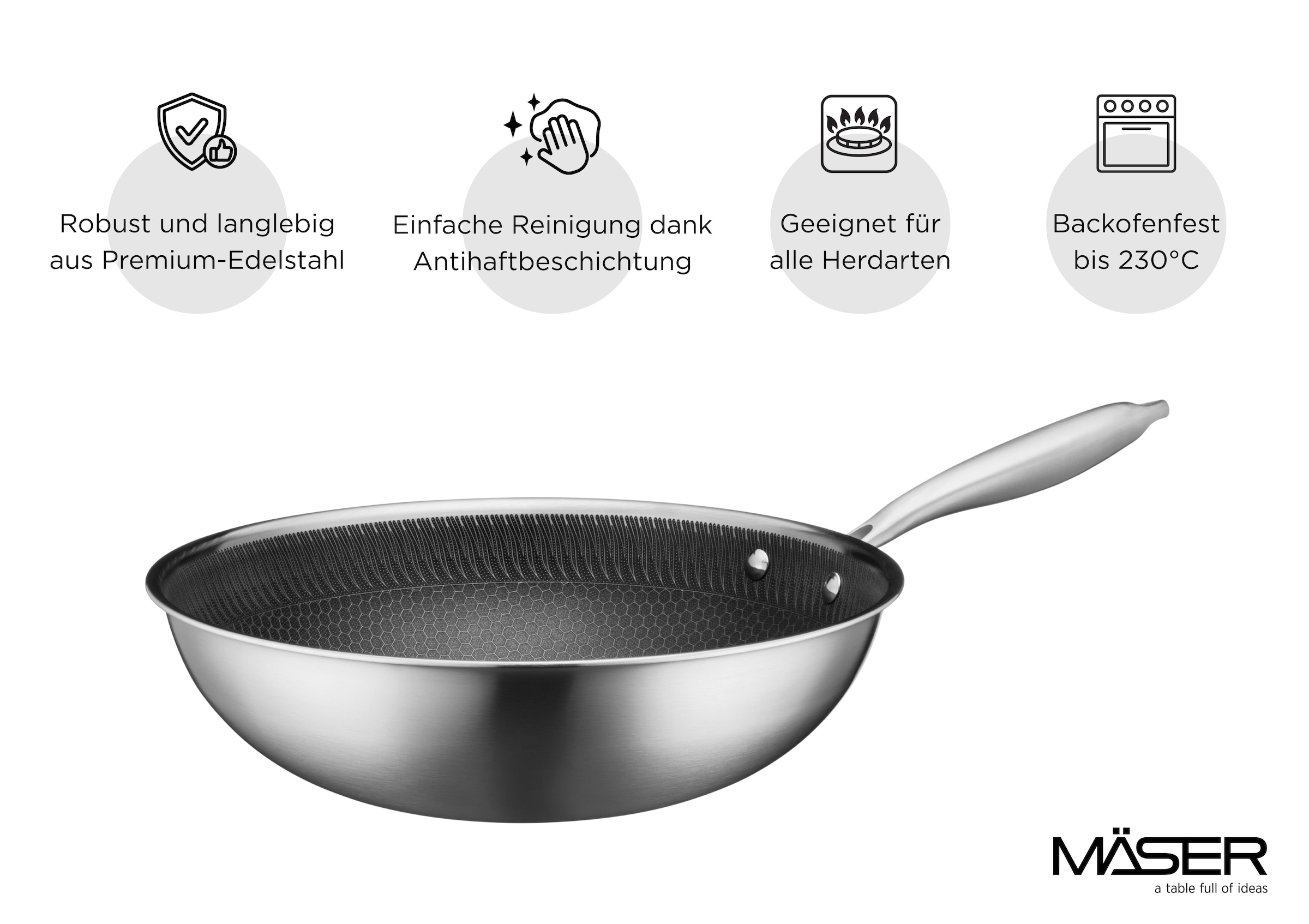 MÄSER Wok »Hestia Keramik« Edelstahl 18/10 1 tlg.