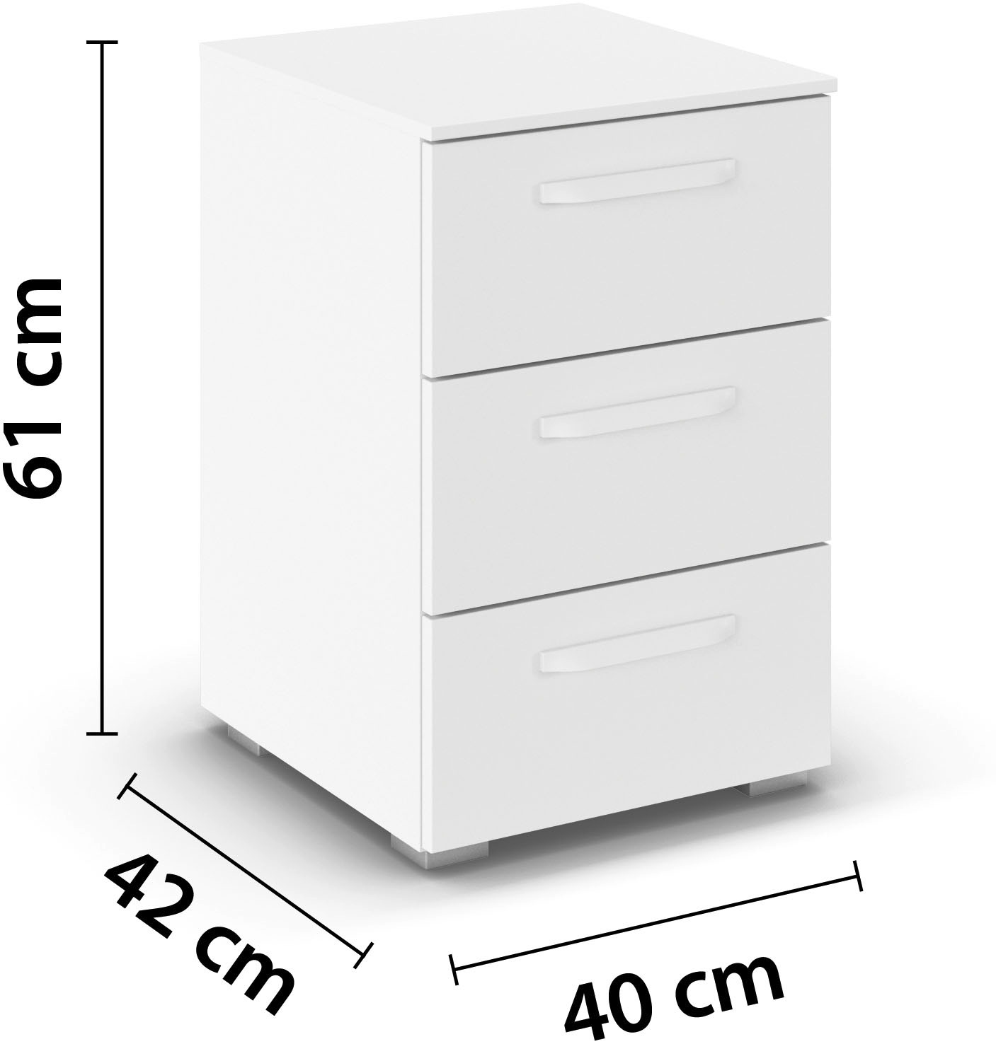 rauch Nachtkommode »Nachttisch Nachtkonsole OTELI in Dekor- oder Hochglanzfront«, (Breite 40 cm inkl. Soft-Close-Funktion), mit 3 geräumigen Schubladen für viel Stauraum MADE IN GERMANY
