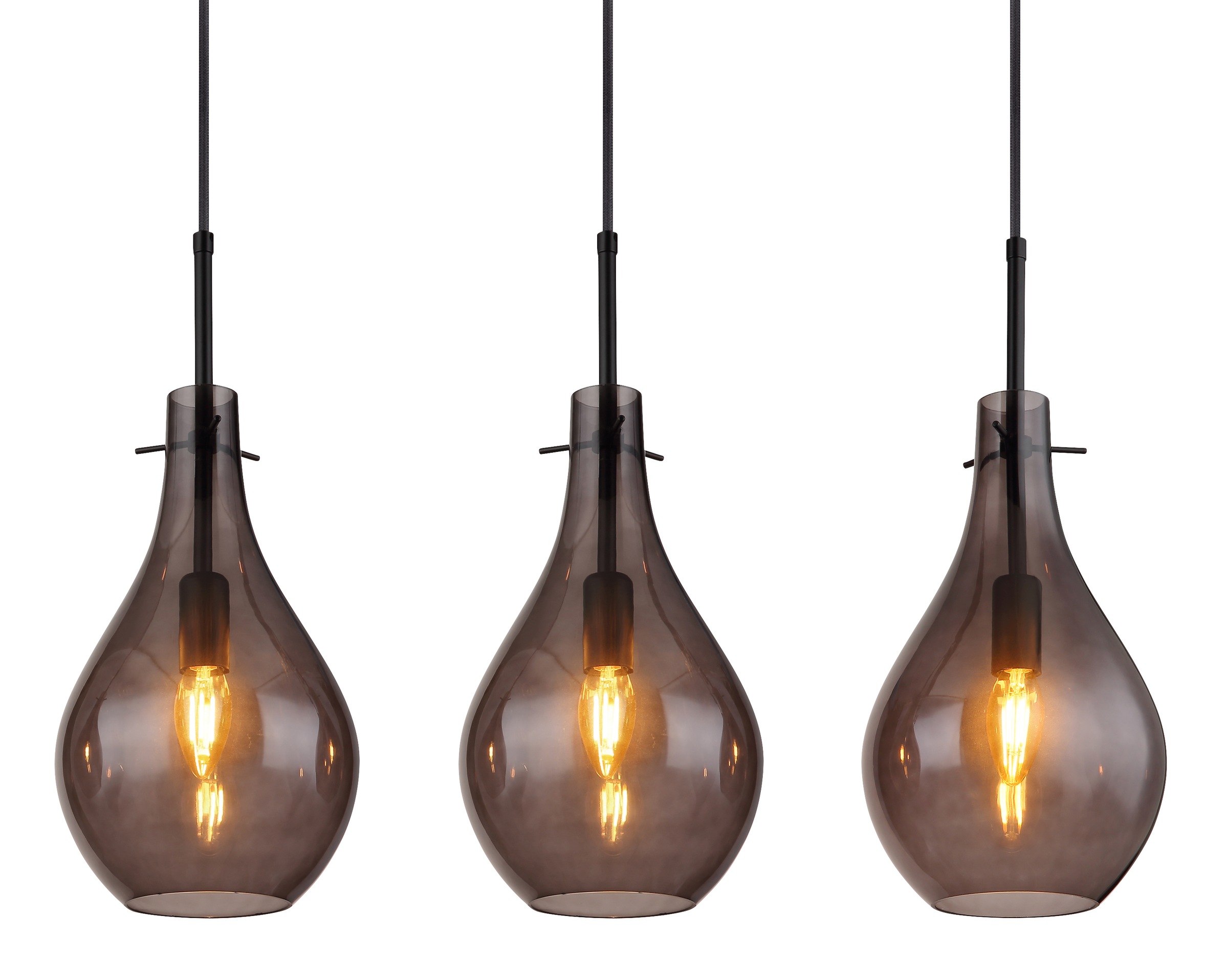 GLOBO LIGHTING Hängeleuchte »OSKUS« E14 1 Stk. Hängelampe schwarz Glas rauchfarben Esszimmer Esstisch