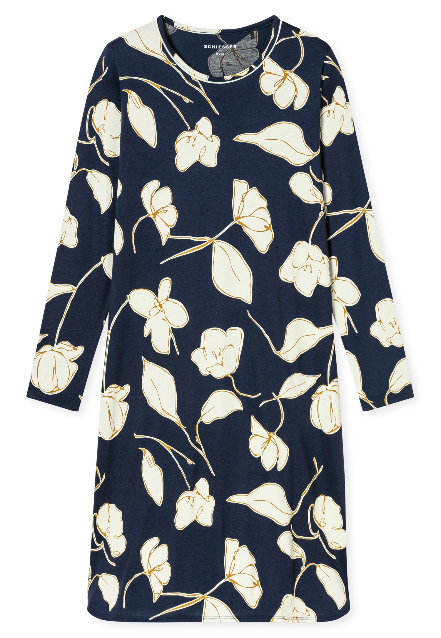 Schiesser Nachthemd »Comfort Nightwear« florales Muster, langärmelig, Single-Jersey, Rundhalsausschnitt