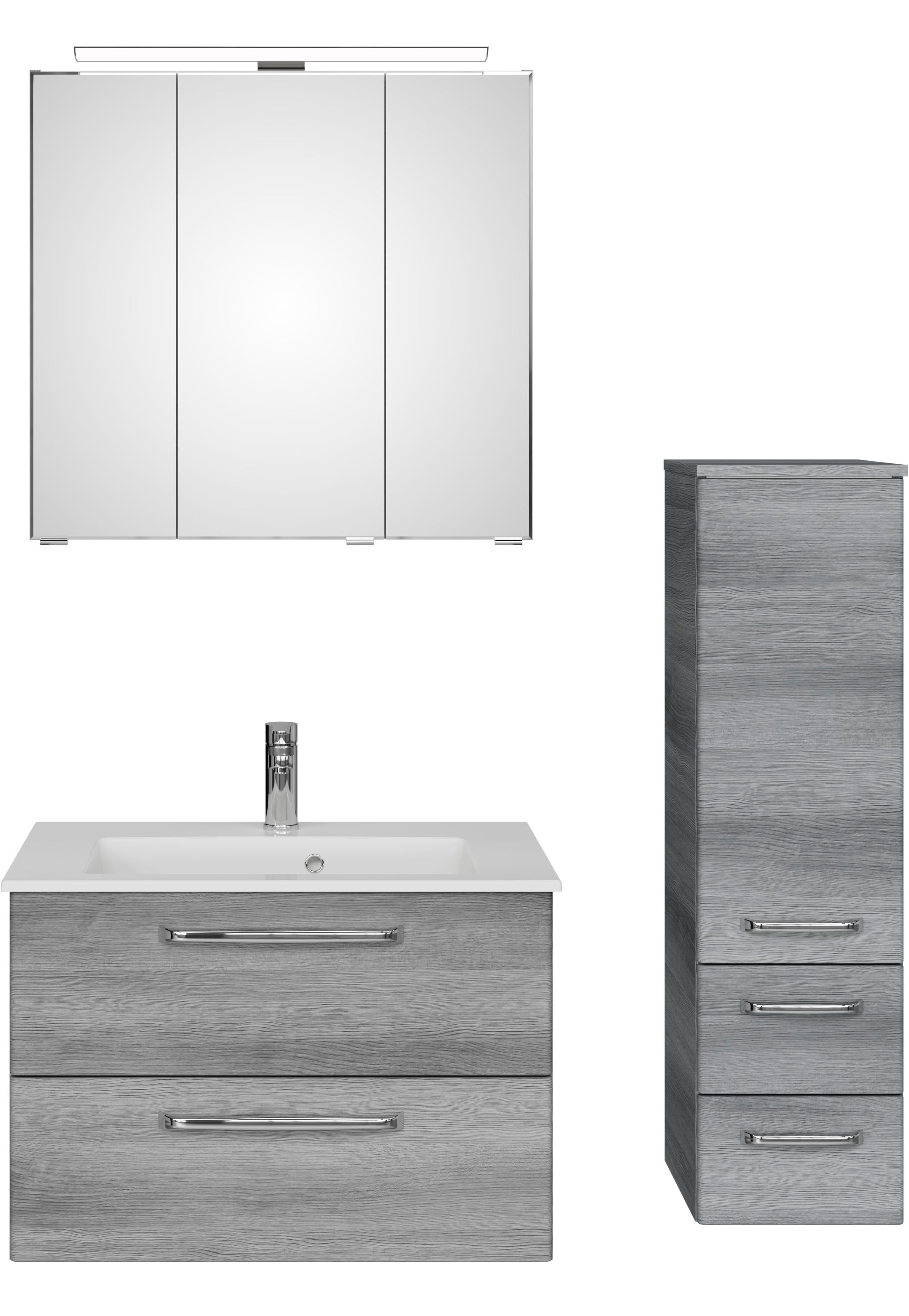 Thumbnail - Saphir Badmöbel-Set "Badmöbel-Set Trentino 3-tlg Mineralmarmorwaschtisch,LED-Spiegelschrank" 4 Stk. tlg.