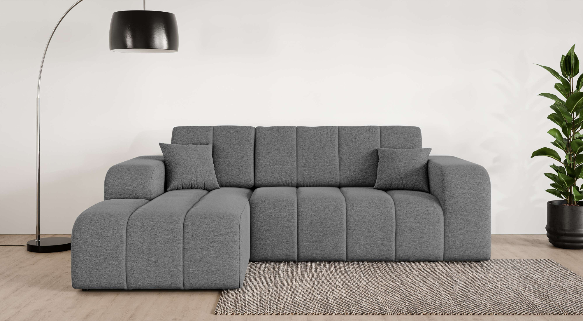 OTTO home Ecksofa "CASSY L-Form, Schlafsofa mit Bettkasten, Maße B/T/H: 245/165/88 cm" mit 2 Rückenkissen, Recamiere rechts oder links bestellbar