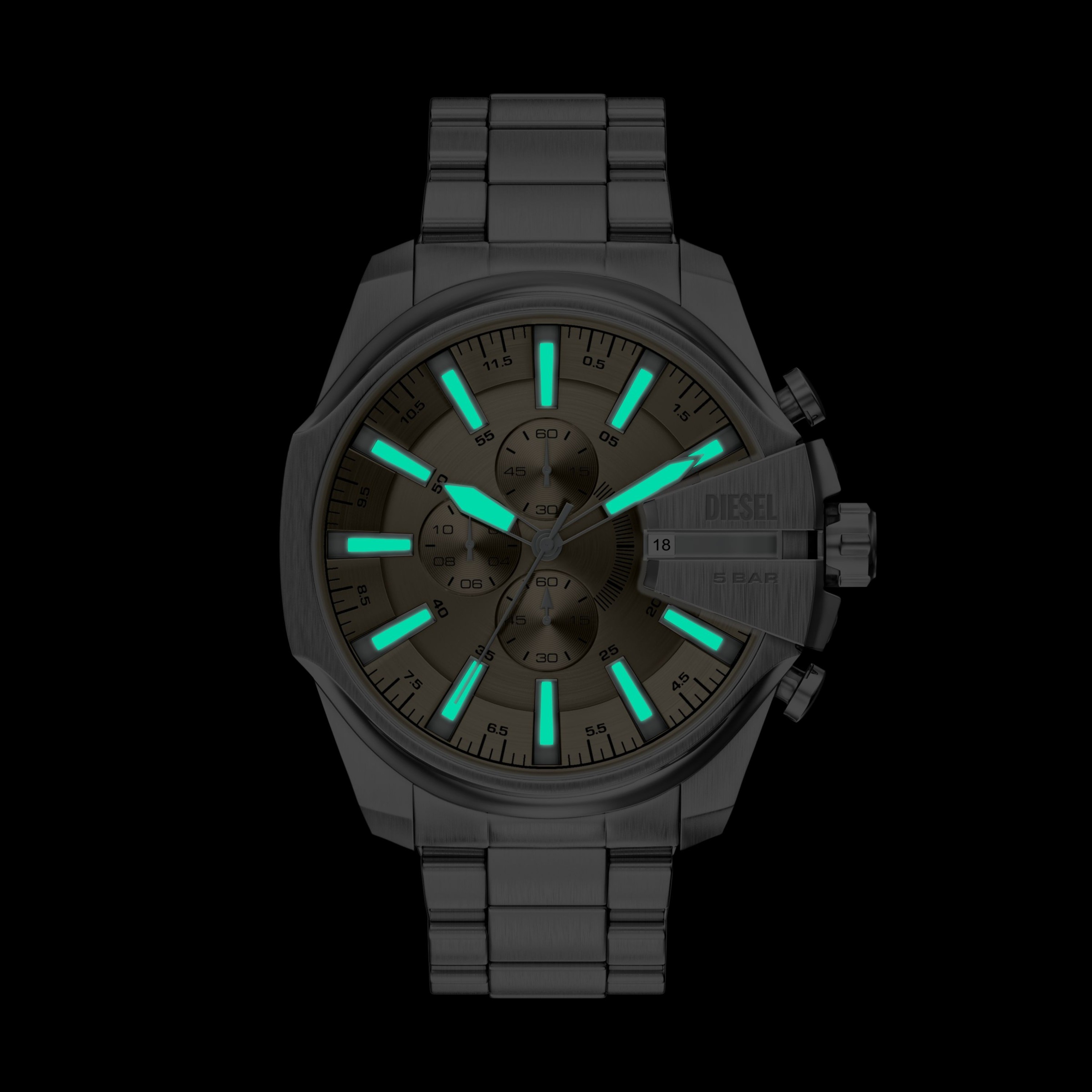 Diesel Chronograph »Mega Chief Slim« Quarzuhr, Armbanduhr, Herrenuhr, Edelstahlarmband, analog, Tag