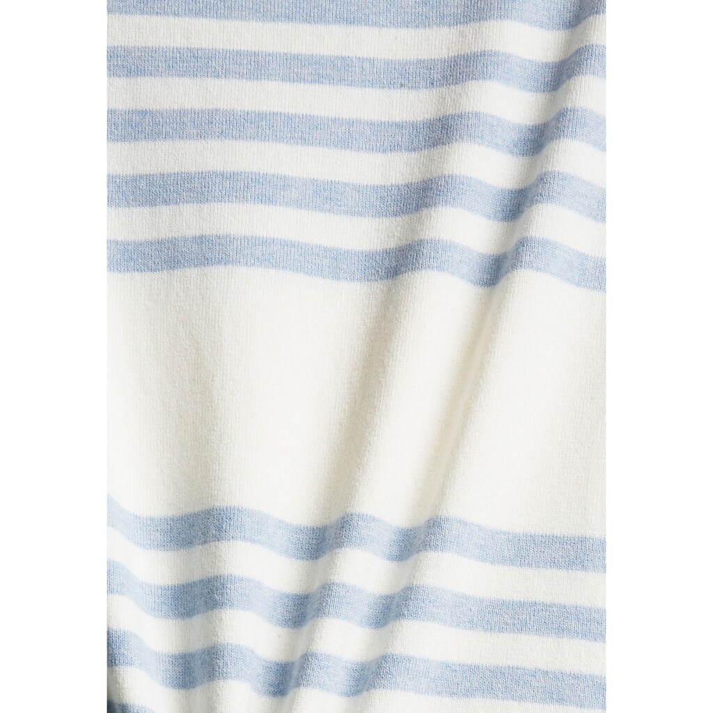 Damenmode Pullover Esprit Strickpullover, mit modischen Puffärmeln und Raffung an den Schultern wollweiß-hellblau-gestreift Damenmode Pullover Esprit Strickpullover, mit modischen Puffärmeln und Raffung an den Schultern wollweiß-hellblau-gestreift