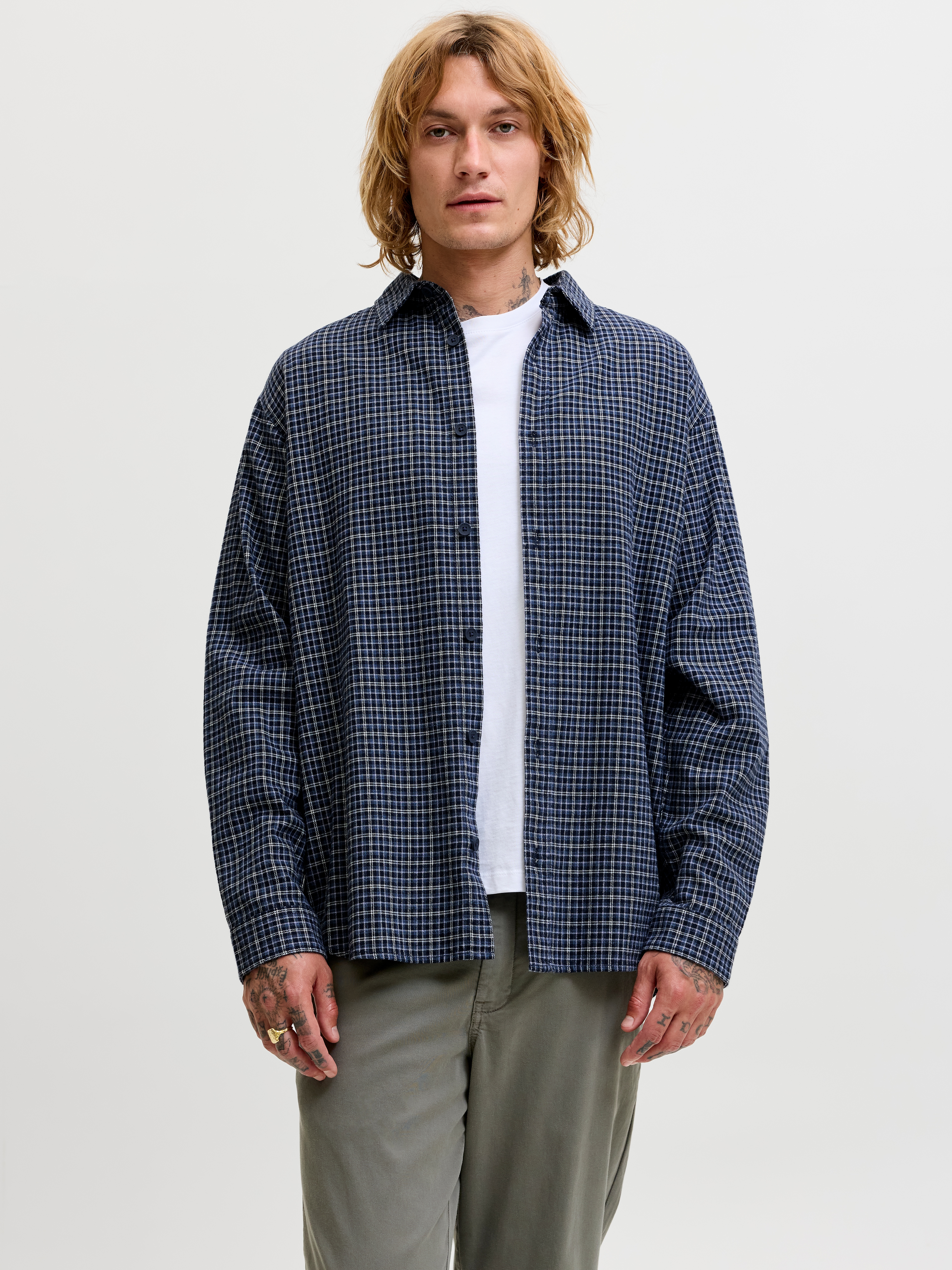 Jack & Jones Langarmhemd "JJCARTER CHECK SHIRT LS SN" Baumwolle, relaxed fit