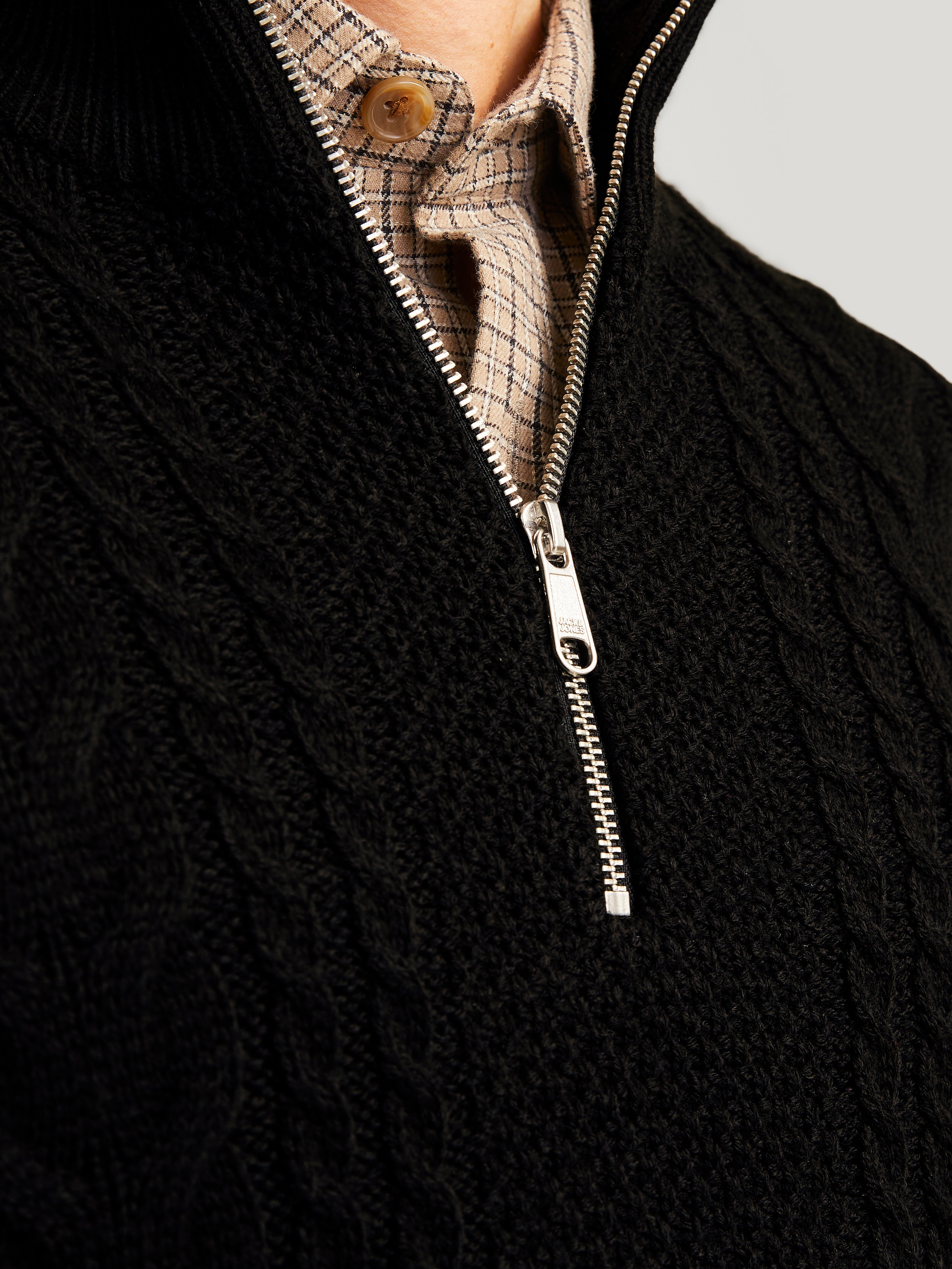 Jack & Jones Troyer »JJCRAIG KNIT HALF ZIP«, mit Zopfmuster
