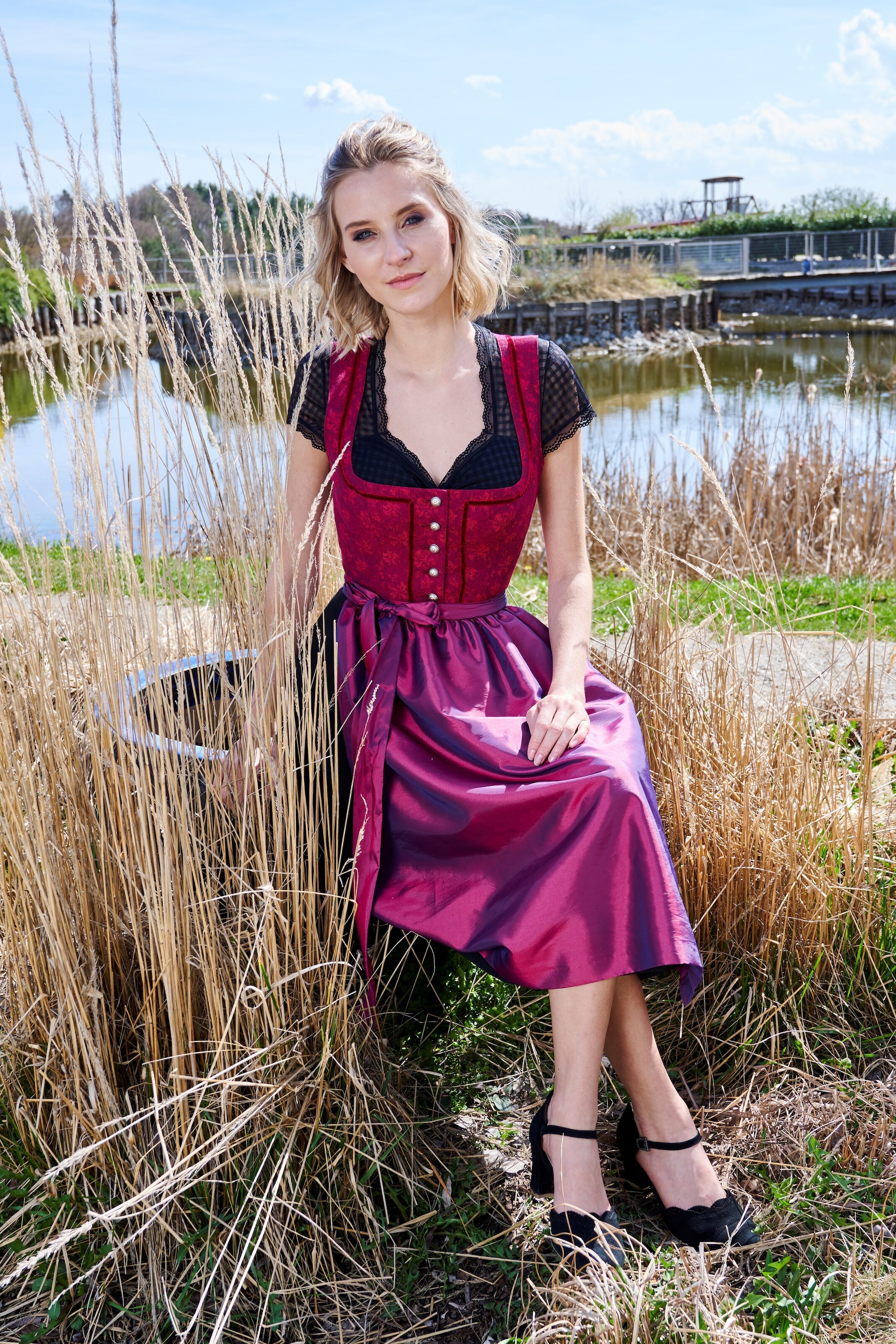 Love Nature Dirndl (2 tlg.) Damen midi mit Knopfverschluss TU9152