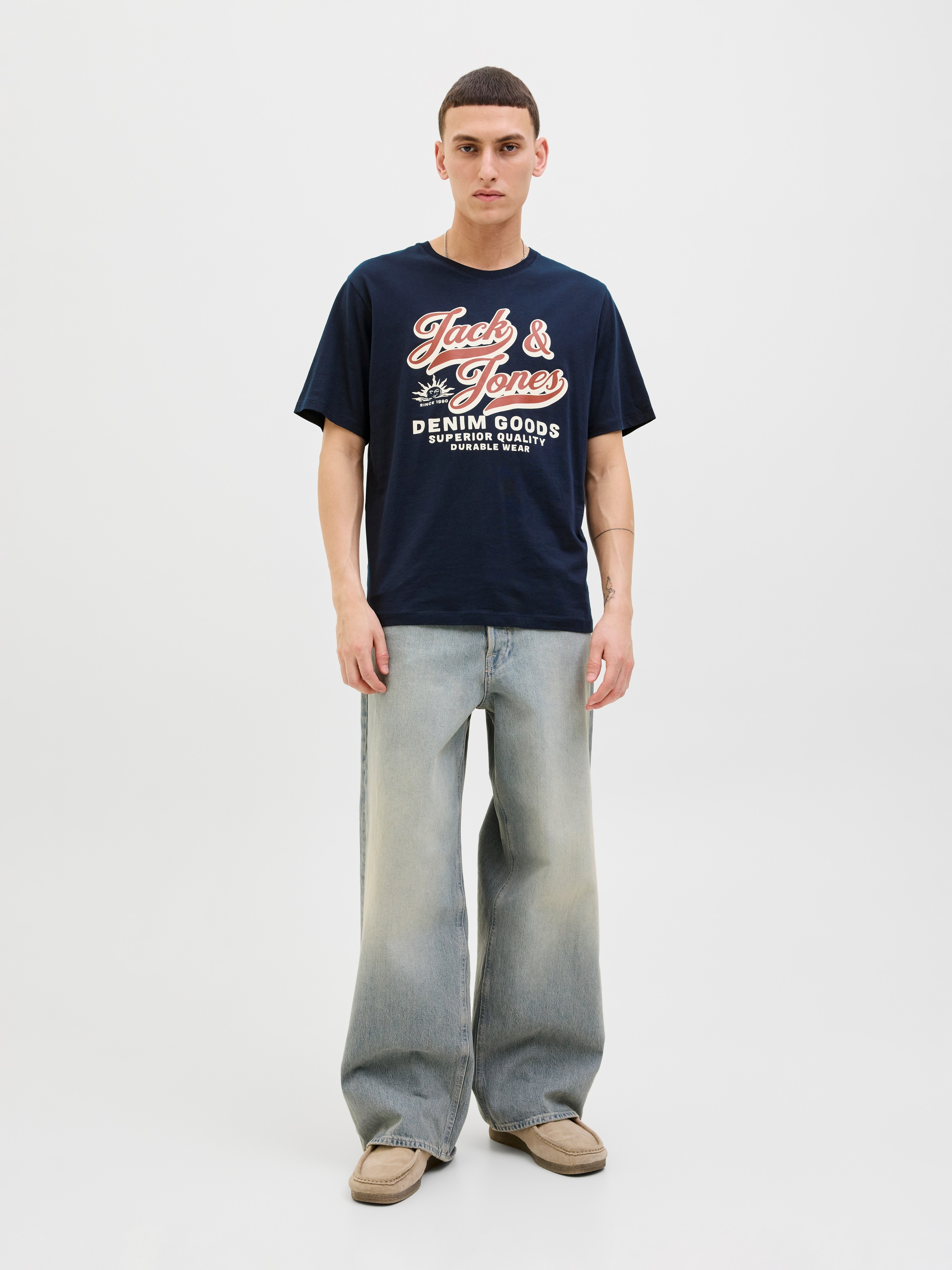 Jack & Jones Rundhalsshirt »JJELOGO TEE SS O-NECK 2 COL AW25 SN«