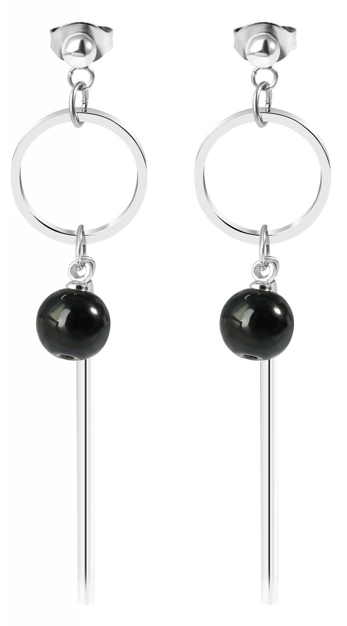 Adelia's Women Stainless Steel Stud Earrings Black 2