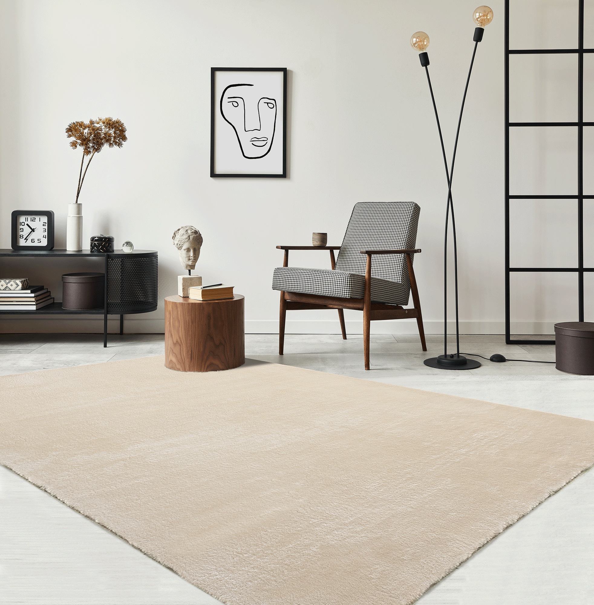 Teppich THE CARPET "Relax kuschelig & Super Soft, Anti-Rutsch Unterseite", beige, B:240cm H:16mm L:340cm, Polyester, Teppiche, Teppich, Waschbar bis 30 Grad, Felloptik, Wohnzimmer Teppich, Kundenliebling