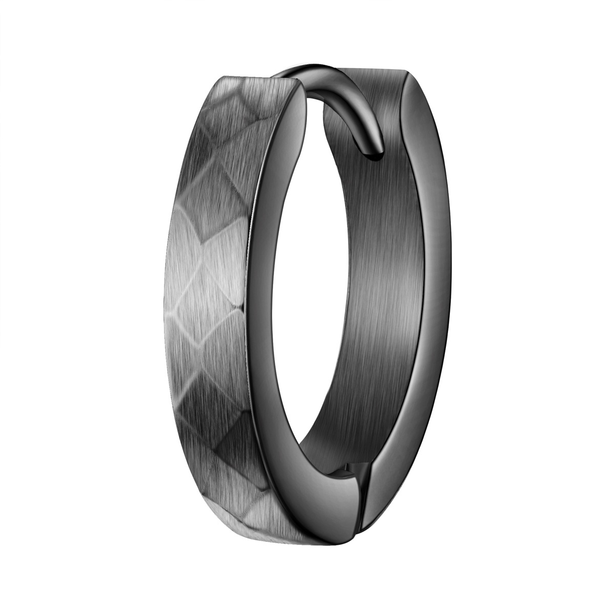 Paar Creolen TRUE REBELS "TR322", gunmetal, Ohrringe, Herren, 15,4, Edelstahl