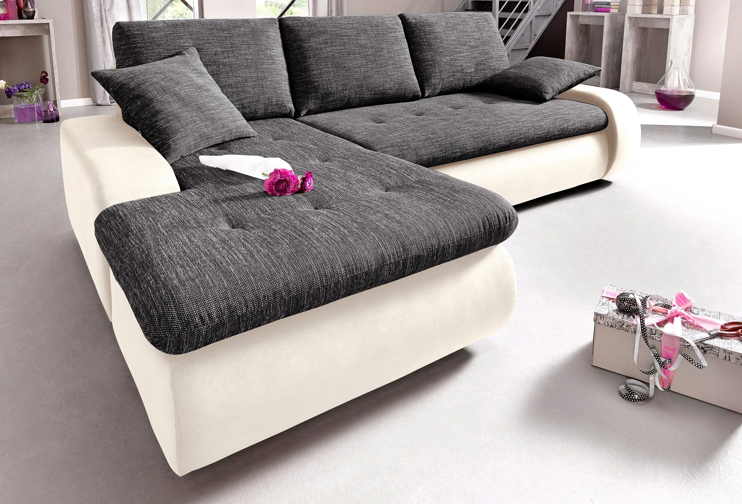 TRENDMANUFAKTUR Ecksofa "Indie, modern und bequem, Materialmix, L-Form", wa günstig online kaufen