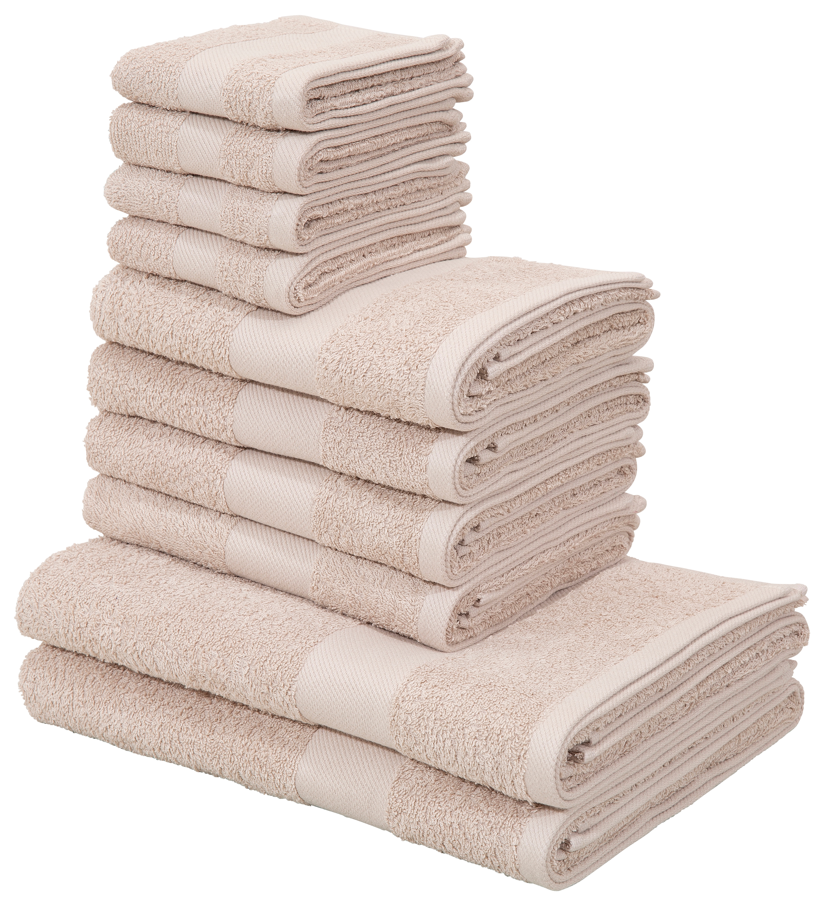 Handtuch Set MY HOME, beige, Walkfrottee, Obermaterial: 100% Baumwolle, Handtuch-Sets, "Melli, 2 Duschtücher 70x140, 4 Handtücher 50x100, 4