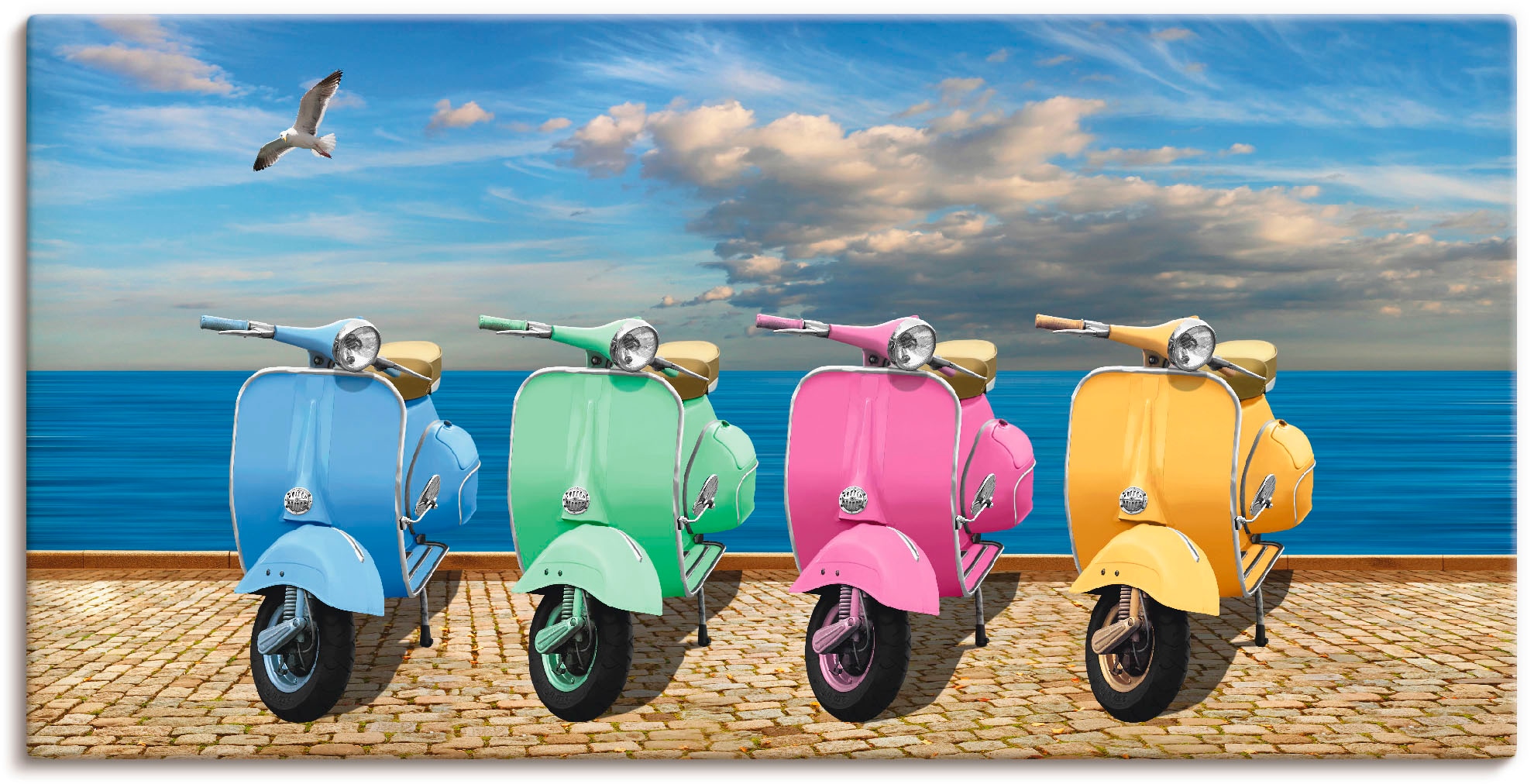 Artland Leinwandbild "Vespa-Roller in bunten Farben" Motorräder & Roller 1 günstig online kaufen
