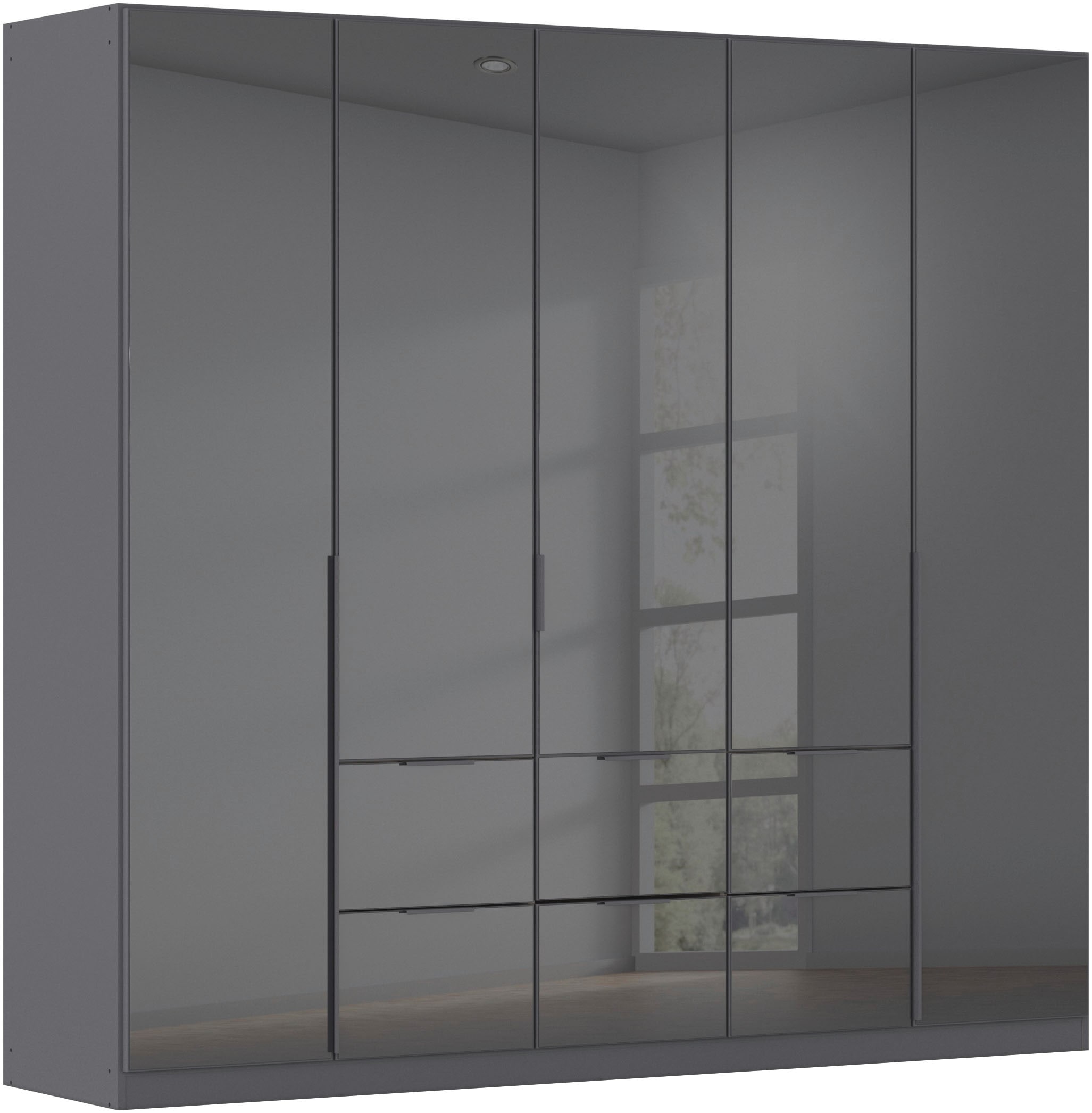 OTTO home Drehtürenschrank "Kleiderschrank Kleiderschränke Schrank Garderobe AGORDO mit Glasfront" in zwei Griff-Farben, Breiten 91-360 cm, mit Außenschubkästen, in 7 Breiten und 2 Höhen MADE IN GERMANY