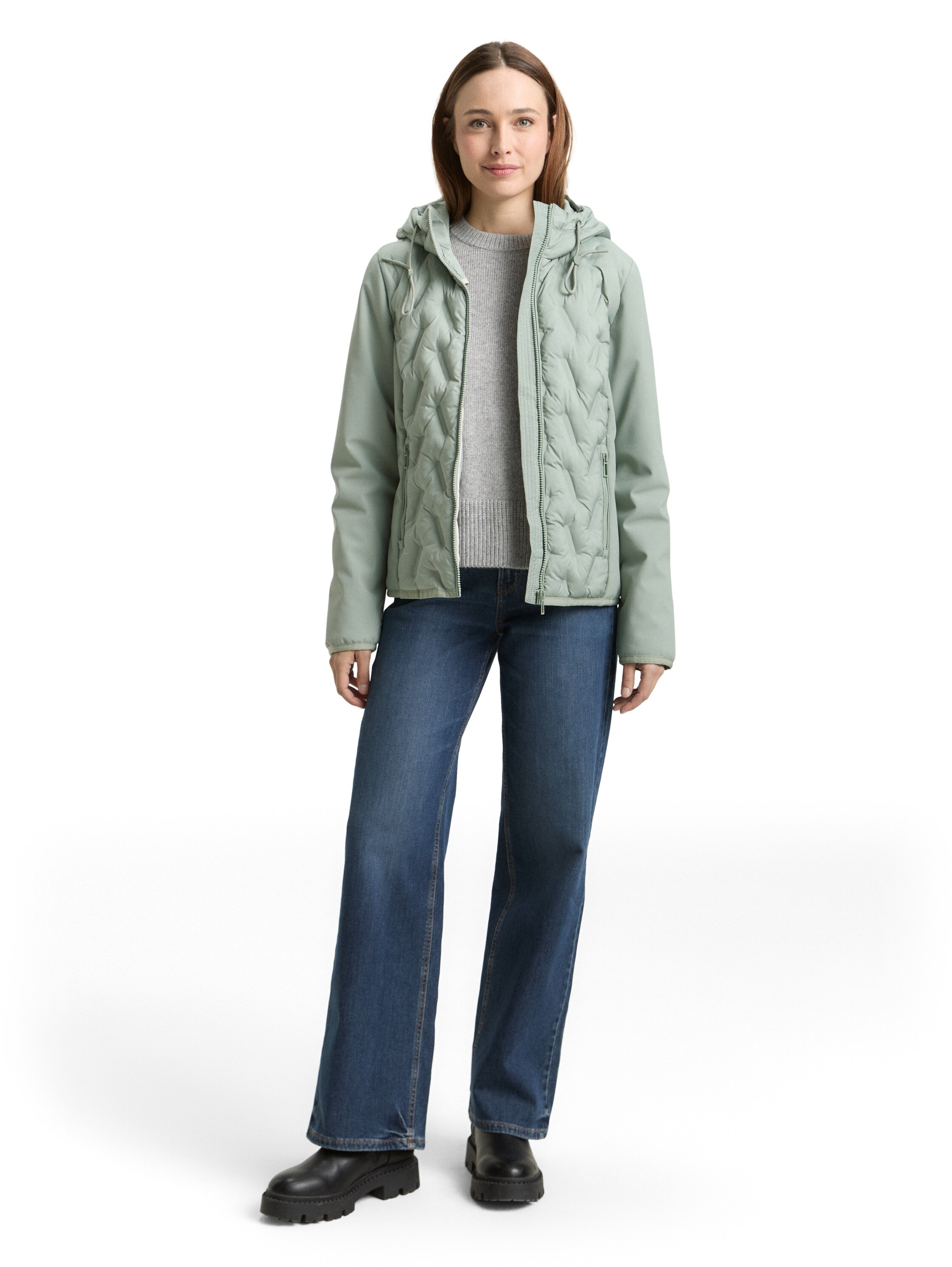Steppjacke TOM TAILOR, Damen, Gr. XXL, gleam jade grün, Steppware, Obermaterial: 100% Polyester. Futter: 100% Polyester, unifarben, regular fit normal, elastischer Bund, Jacken Steppjacke, mit Kapuze 3