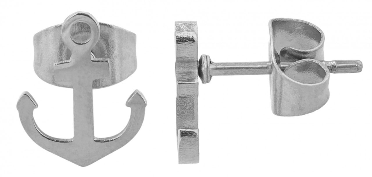Paar Ohrhänger ADELIA´S "Unisex Ohrstecker aus Edelstahl mit Anker", silber, Ohrringe, Damen, Unisex, Edelstahl