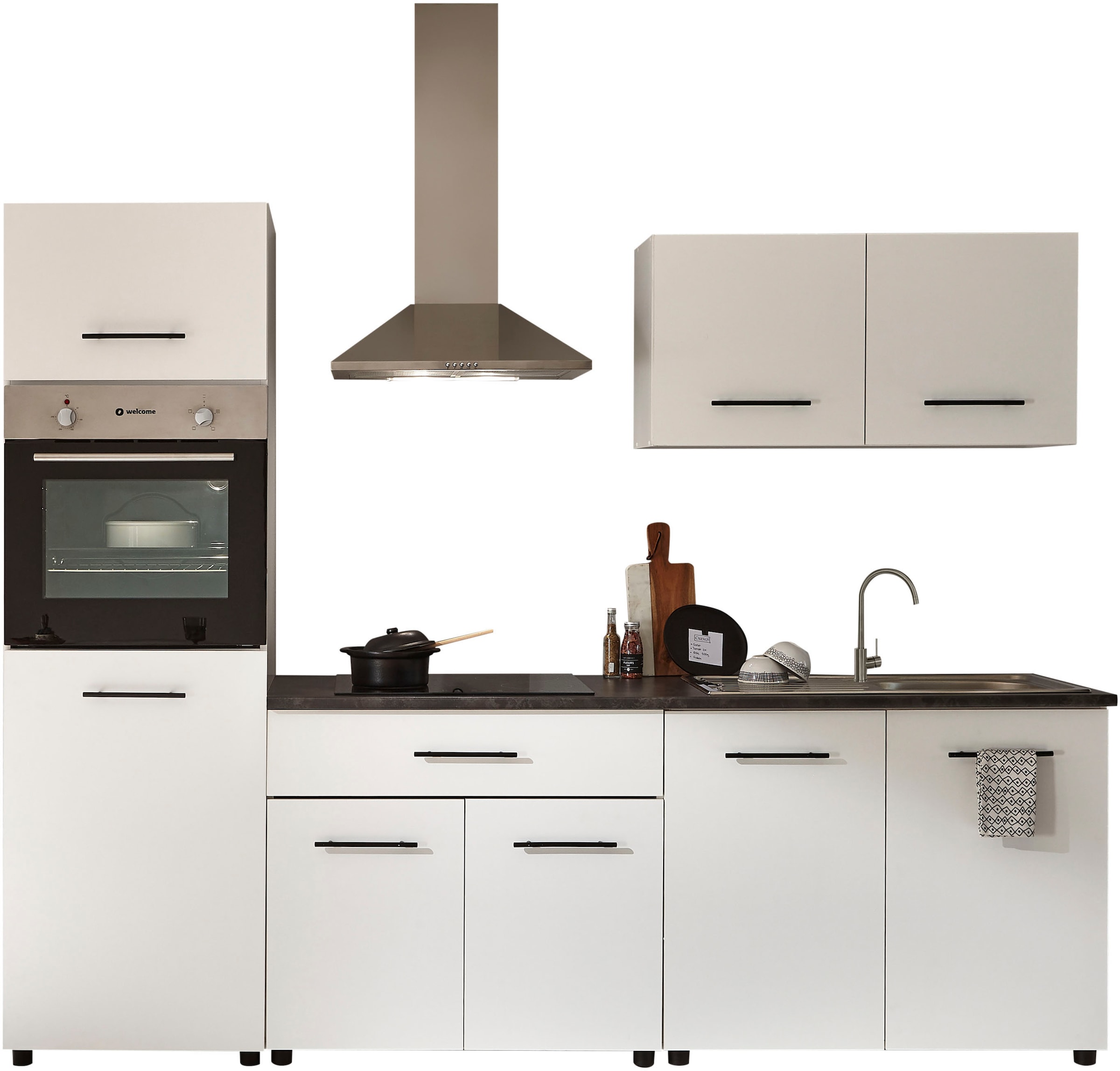 BASIC by Balculina Küchenzeile »Leon« Breite 250 cm, seitenverkehrt stellbar