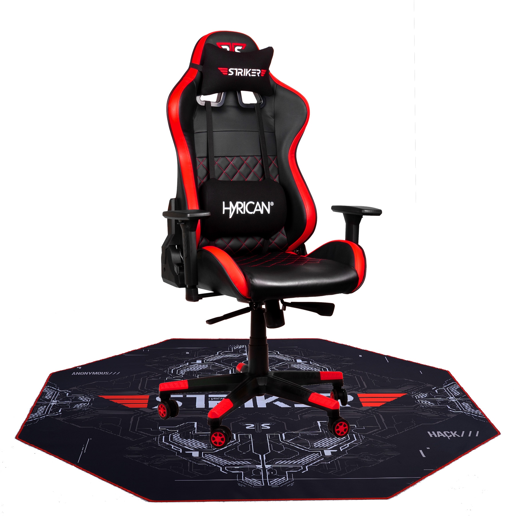 Hyrican Gaming-Stuhl »Striker Code Red XL ergonomischer Gamingstuhl,  Schreibtischstuhl«, (Set), Kunstleder-Stoff, inklusive Bodenschutzmatte  1100x1100x2mm