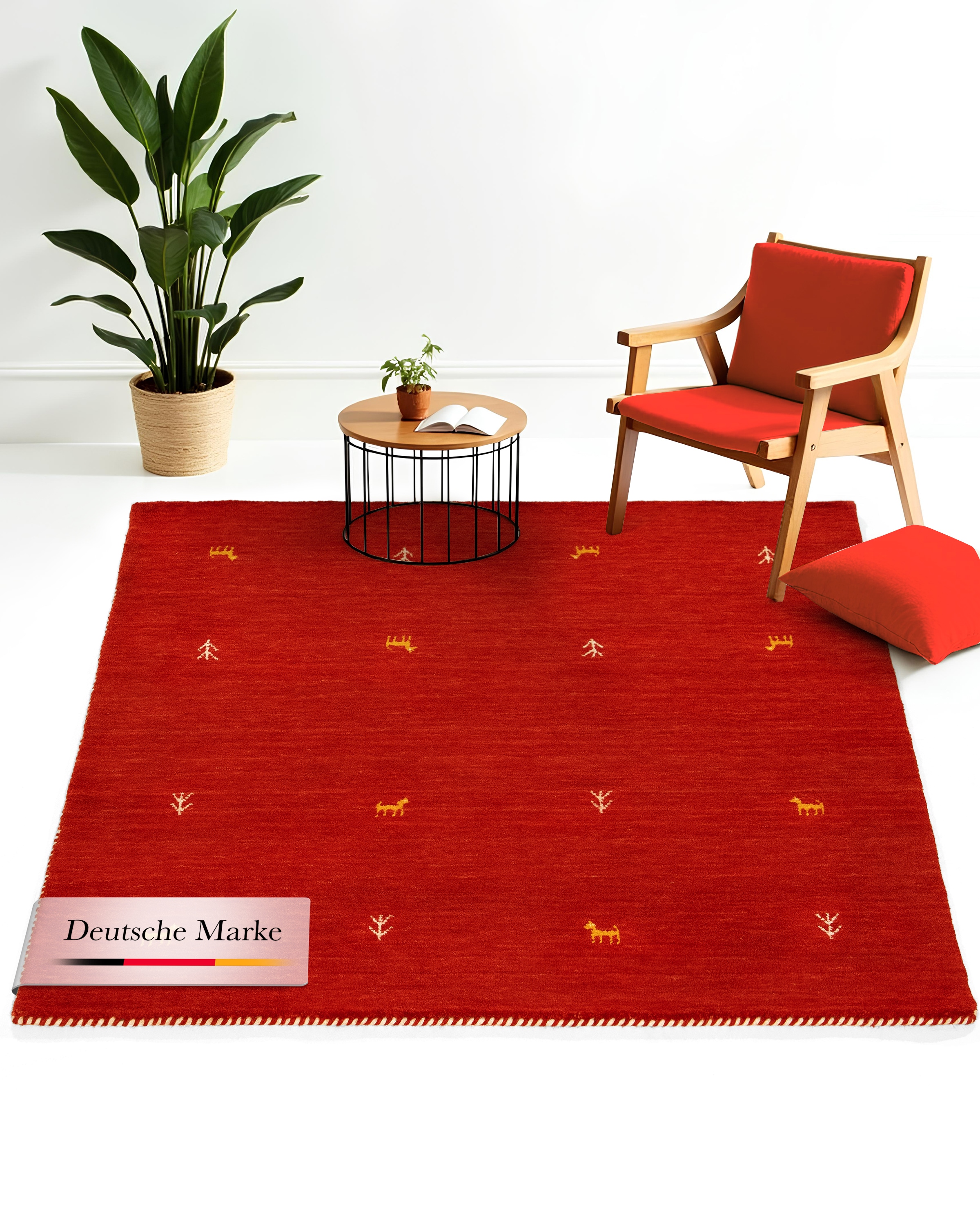carpetfine "Gabbeh Uni, auch als Läufer und Rund erhältlich" quadratisch 15 mm Höhe reine Wolle, handgewebt, Gabbeh Loom Tiermotiv, große Farbauswahl