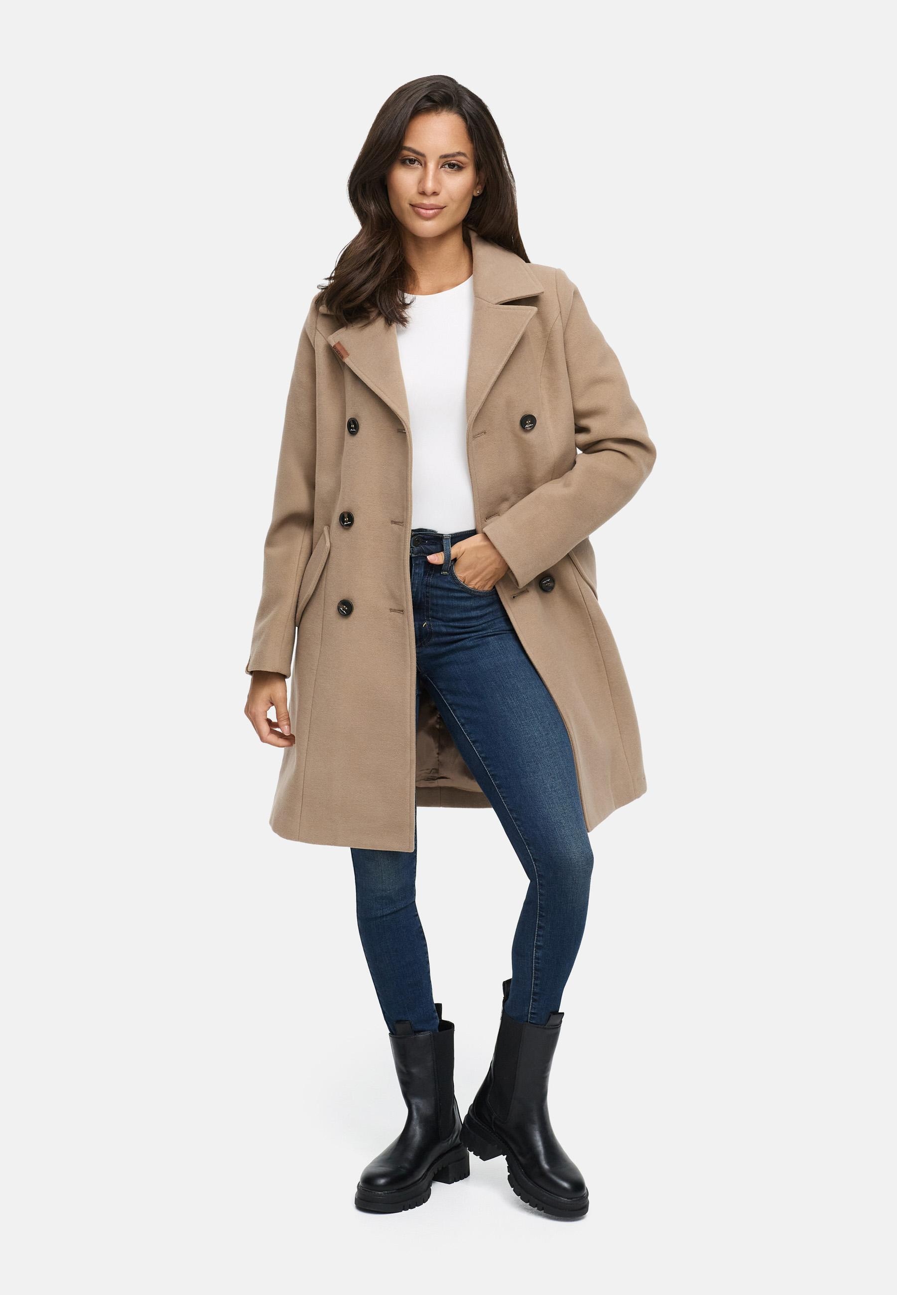 Marikoo Wollmantel »Nanakoo«, edler Damen Trenchcoat in Woll-Optik