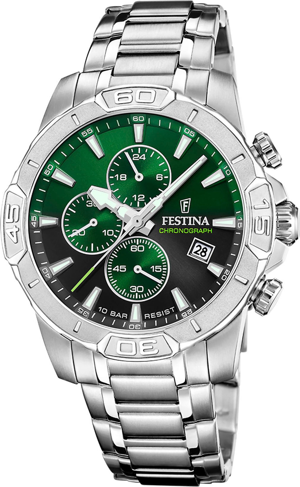 Festina Chronograph »Timeless Chronograph« Quarzuhr, Armbanduhr, Herrenuhr, Edelstahlarmband, analog, Tag