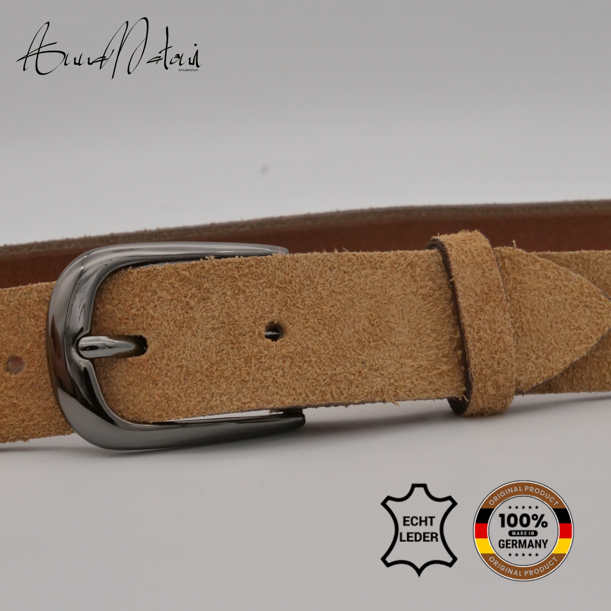 AnnaMatoni Ledergürtel »AnnaMatoni Damen Ledergürtel in hochwertigem Velour Leder 3cm«