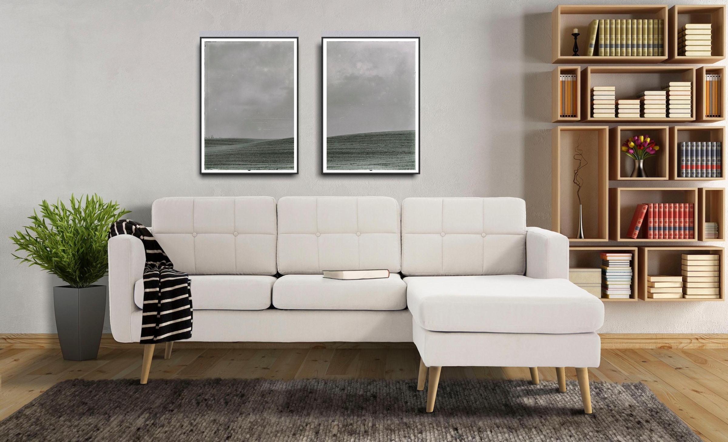 Home affaire Ecksofa »Brest L-Form«, mit Knopfheftung und Steppung im Rücken, geradliniges Design