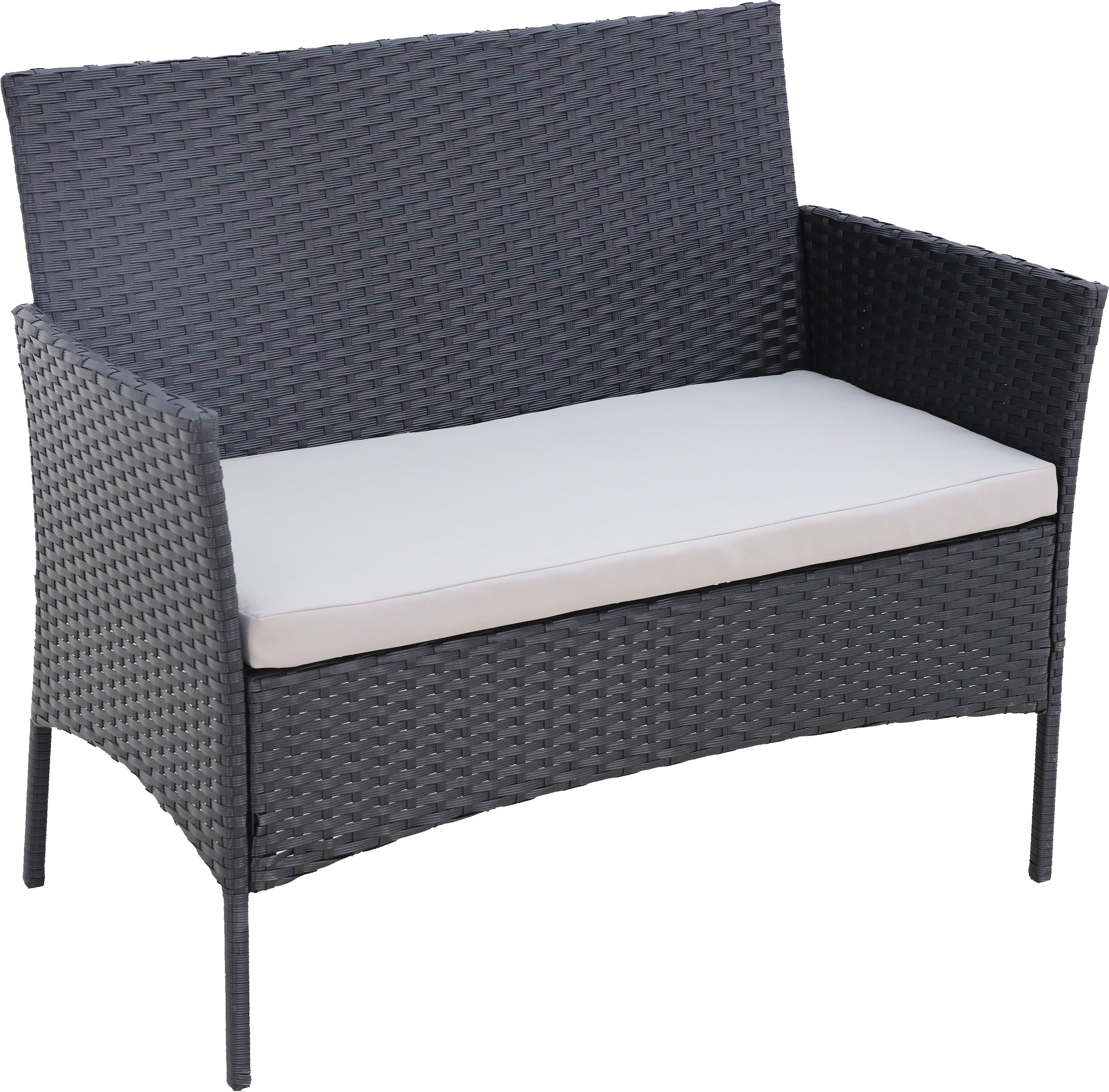 KONIFERA Gartenlounge-Set »Balkonset »Palma««, (Set, 7 tlg., 1x2er Sofa, 2 Sessel, Tisch 41x71x39 cm, inkl. Auflagen), Stahl/Polyrattan