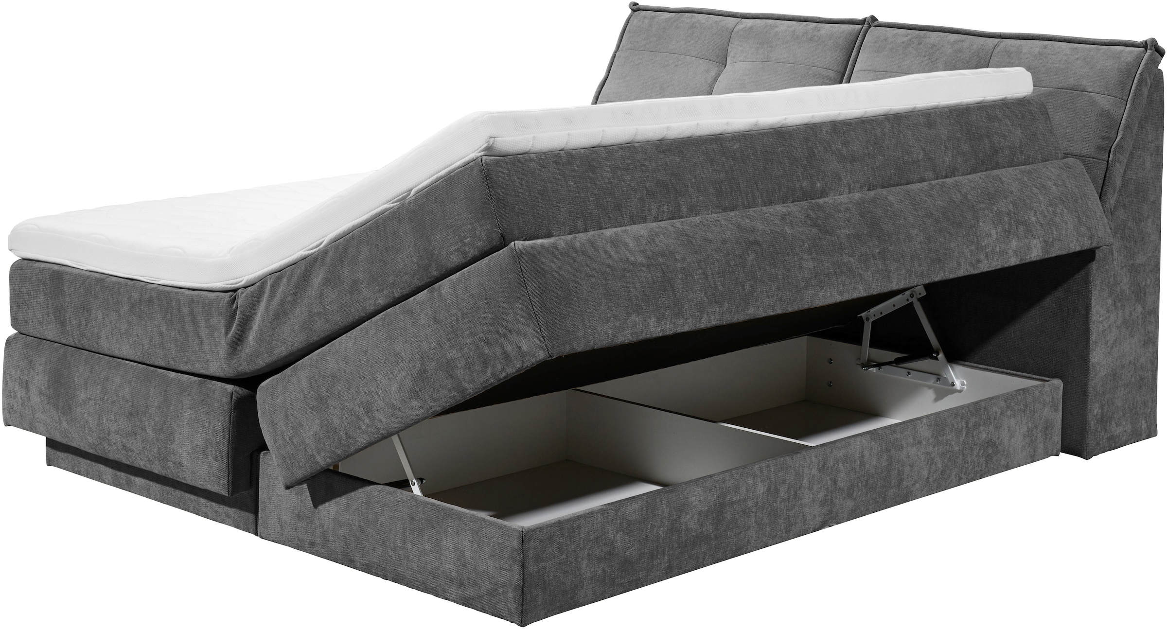 ED EXCITING DESIGN Boxspringbett »Tofino 180x200 mit Duo Matratze« 6 cm Gelkomfort-Topper, H3/H4, Bettkasten & Kopfteil-Stauraum