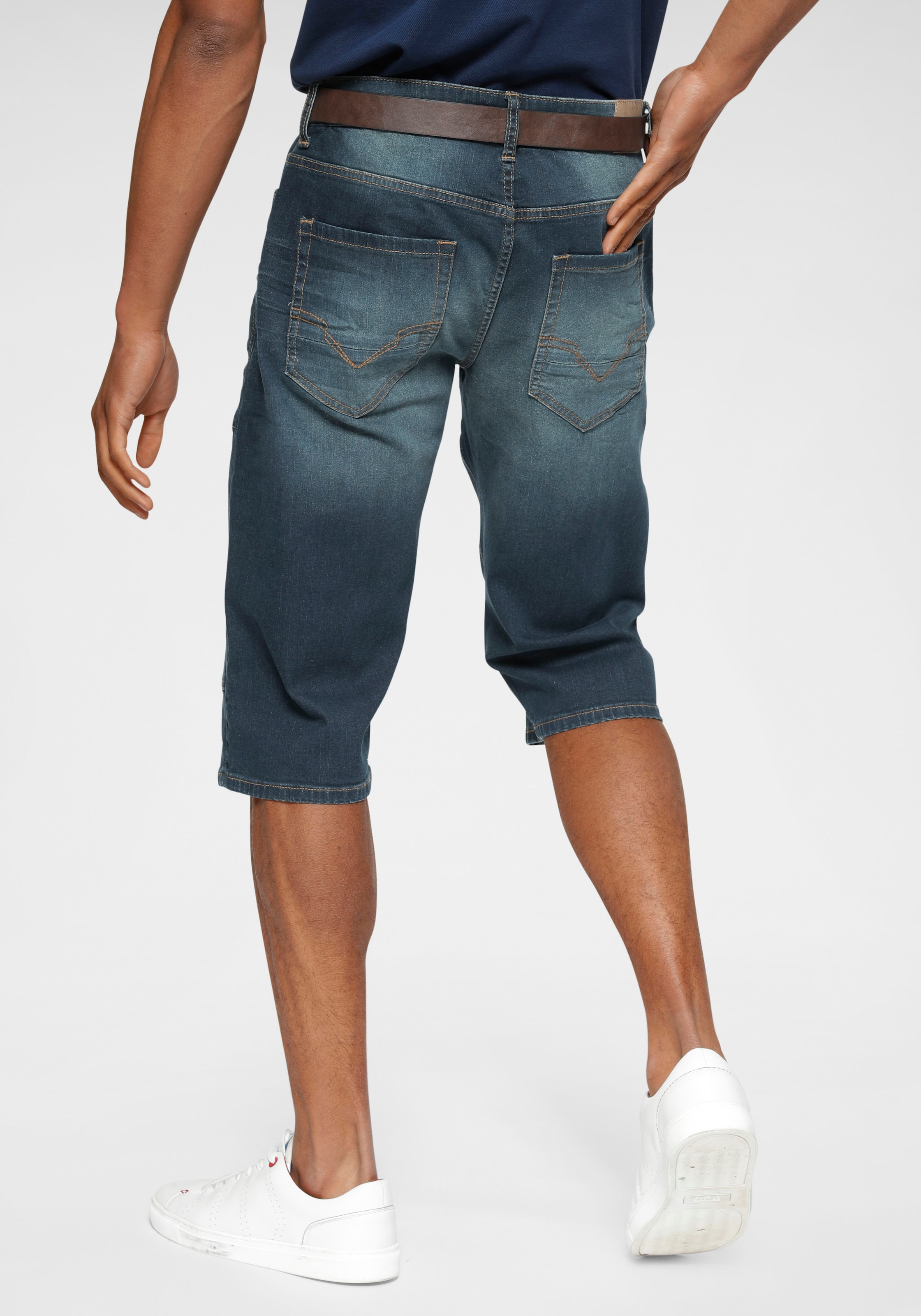H.I.S Jeansbermudas »HANTZ«, (Set, 2 tlg., mit abnehmbarem Gürtel), gerader Beinschnitt, Used-Look mit Abriebeffekten
