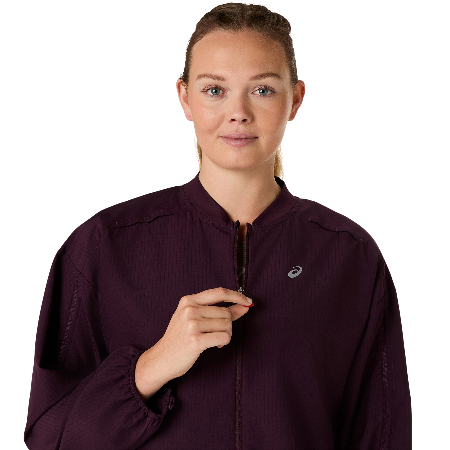 Asics Laufjacke mit Belüftungsöffnungen vorne und hinten, leicht verstaubar