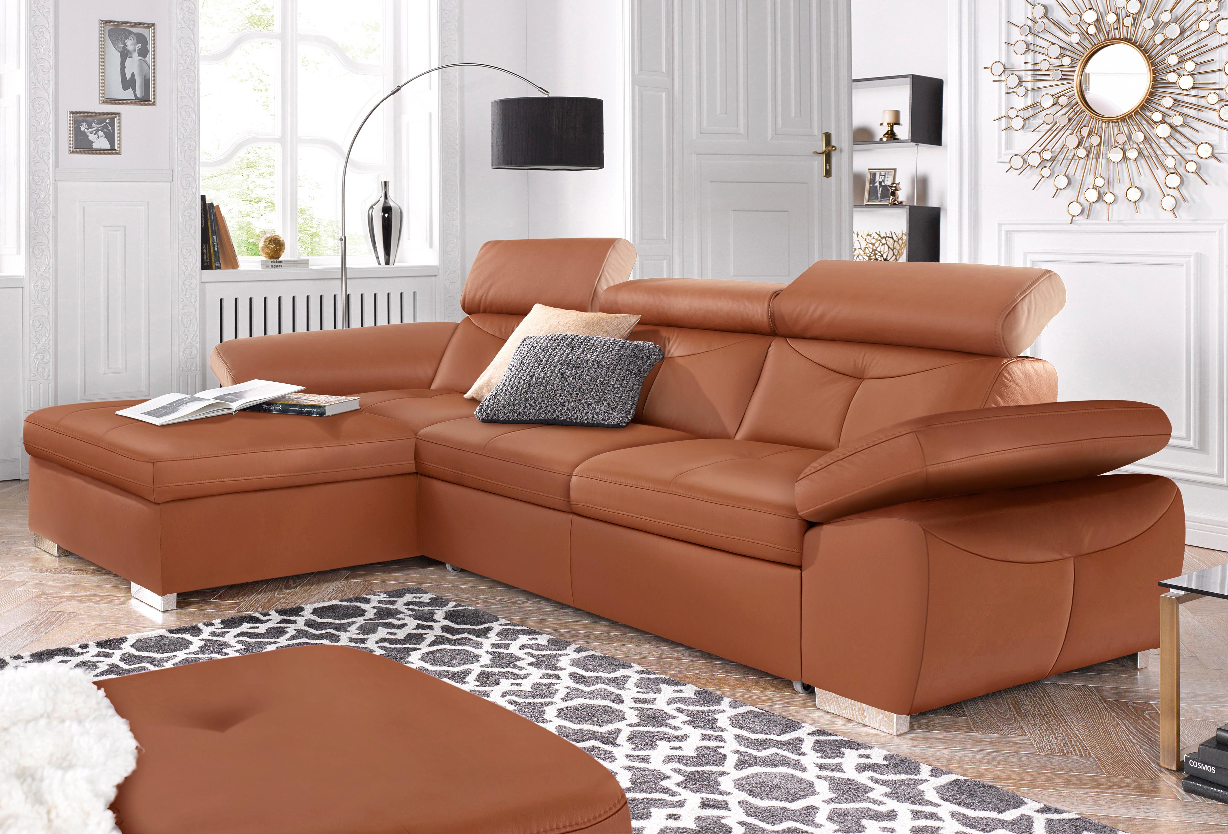 exxpo - sofa fashion Ecksofa "Spring, super bequem, mit Armteil- und Kopfteilfunktion" L-Form, wahlweise mit Bettfunktion und Bettkasten