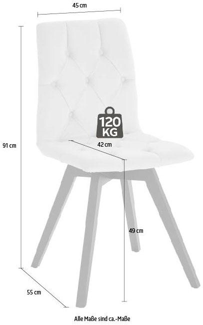 andas 4-Fußstuhl "Melania" (Set) 2 Stk. Samtoptik mit Knopfsteppung (2er-Se günstig online kaufen