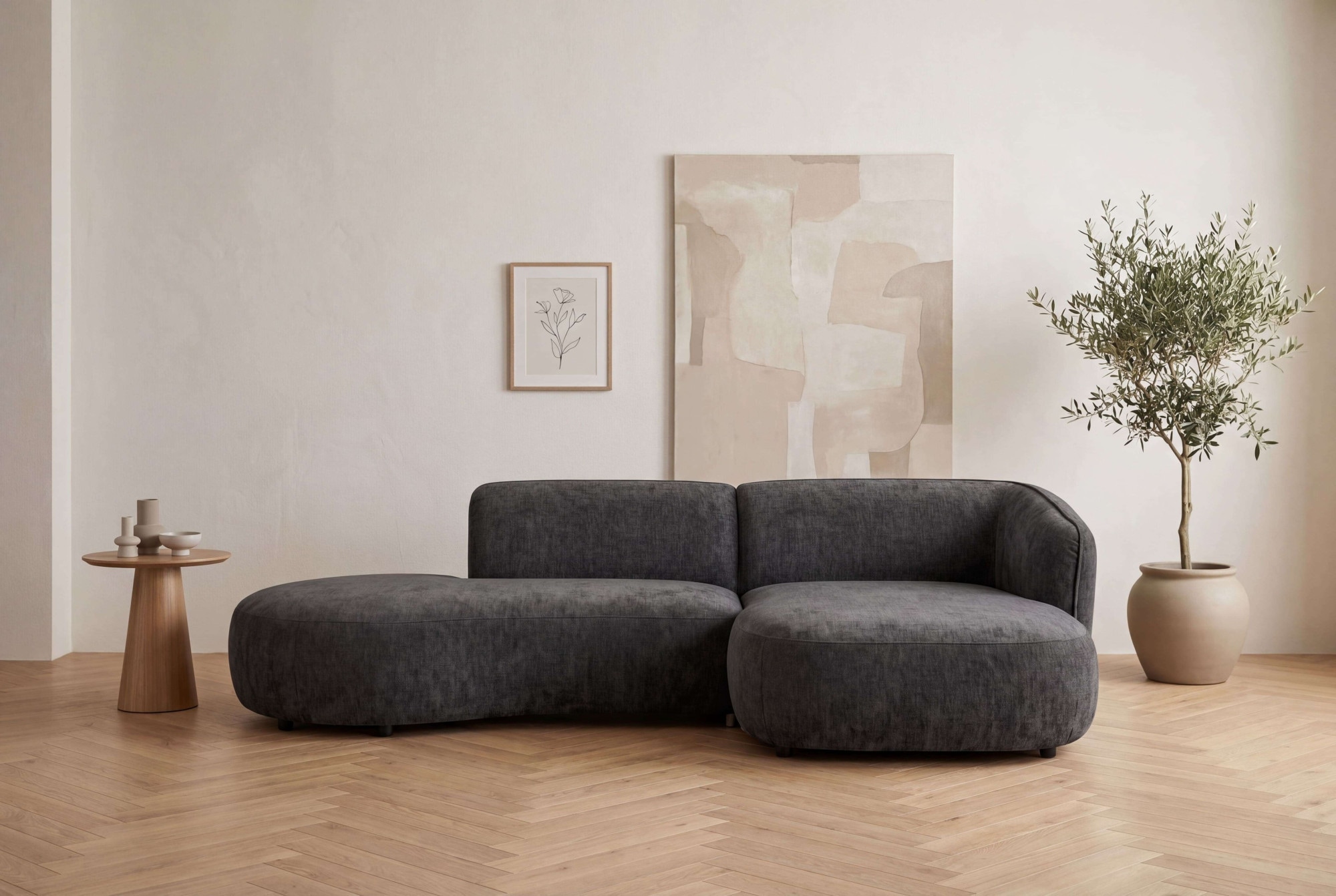 OTTO home Ecksofa "OSTRUP Rundsofa, L-Form, Naturtöne, Boucle oder Chenille" Breite 278 cm, organische Form mit sanften Rundungen