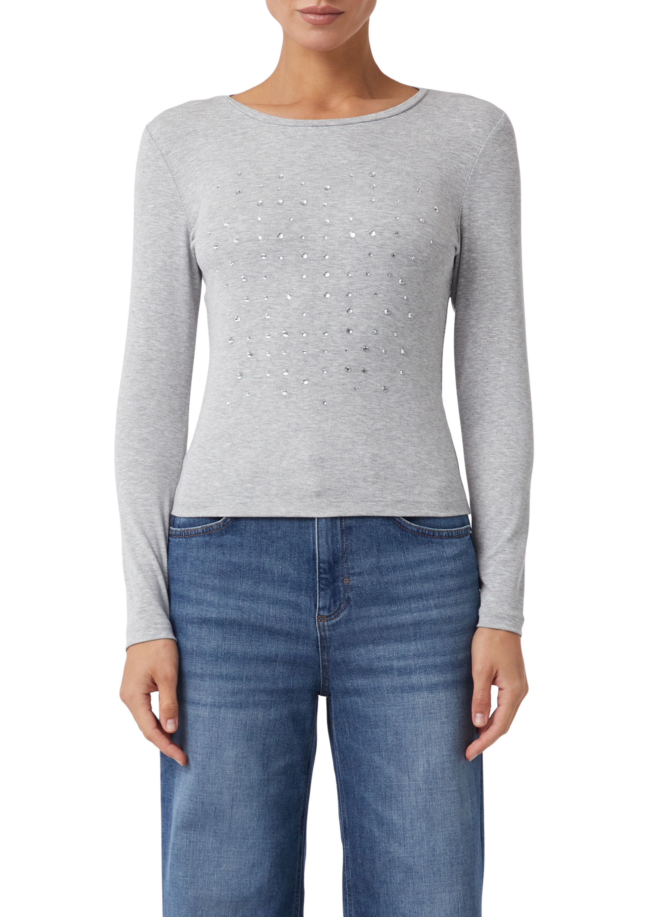 comma casual identity Longsleeve mit Glitzersteinen und aus Viskose günstig online kaufen