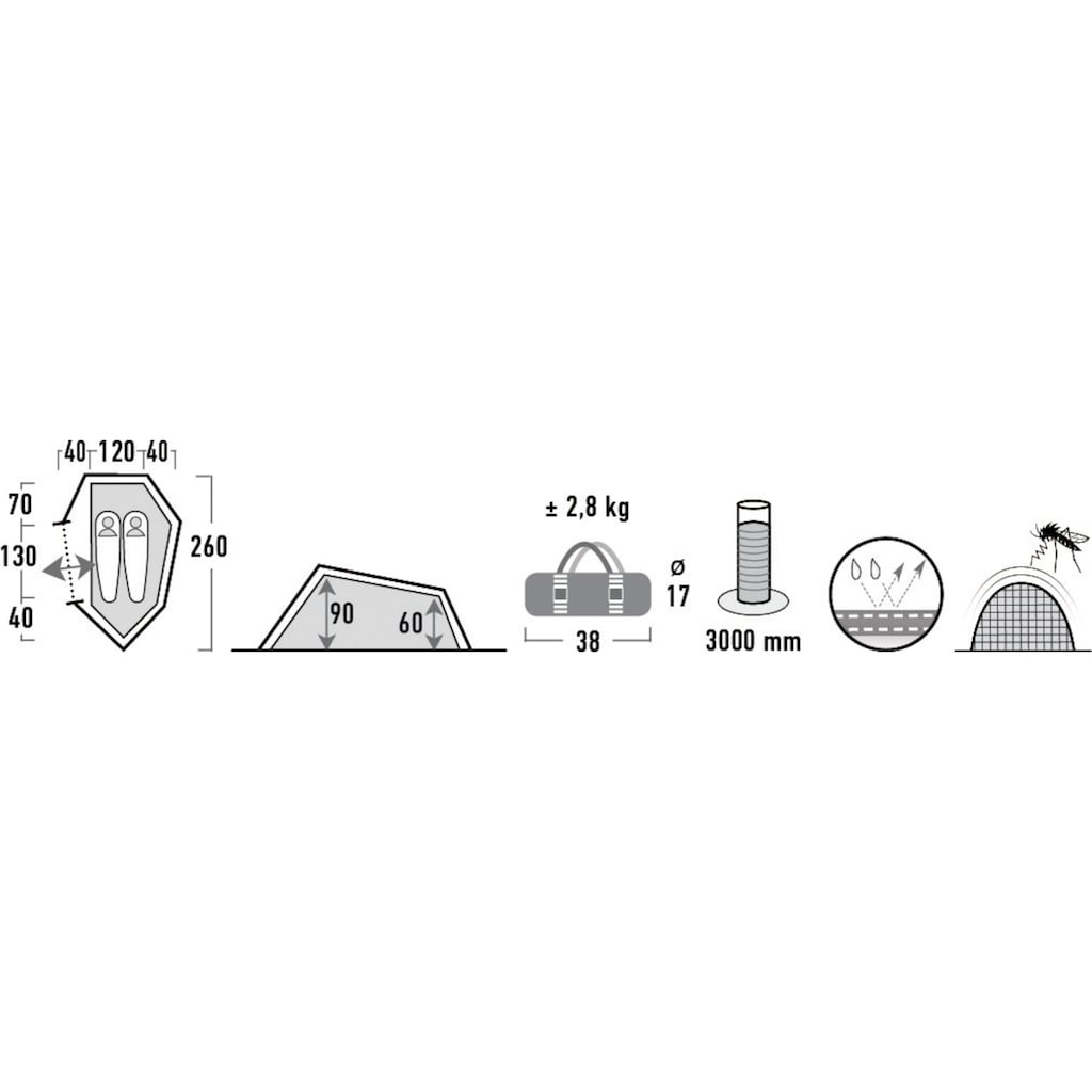 High Peak Tunnelzelt »Sparrow«, 2 Personen