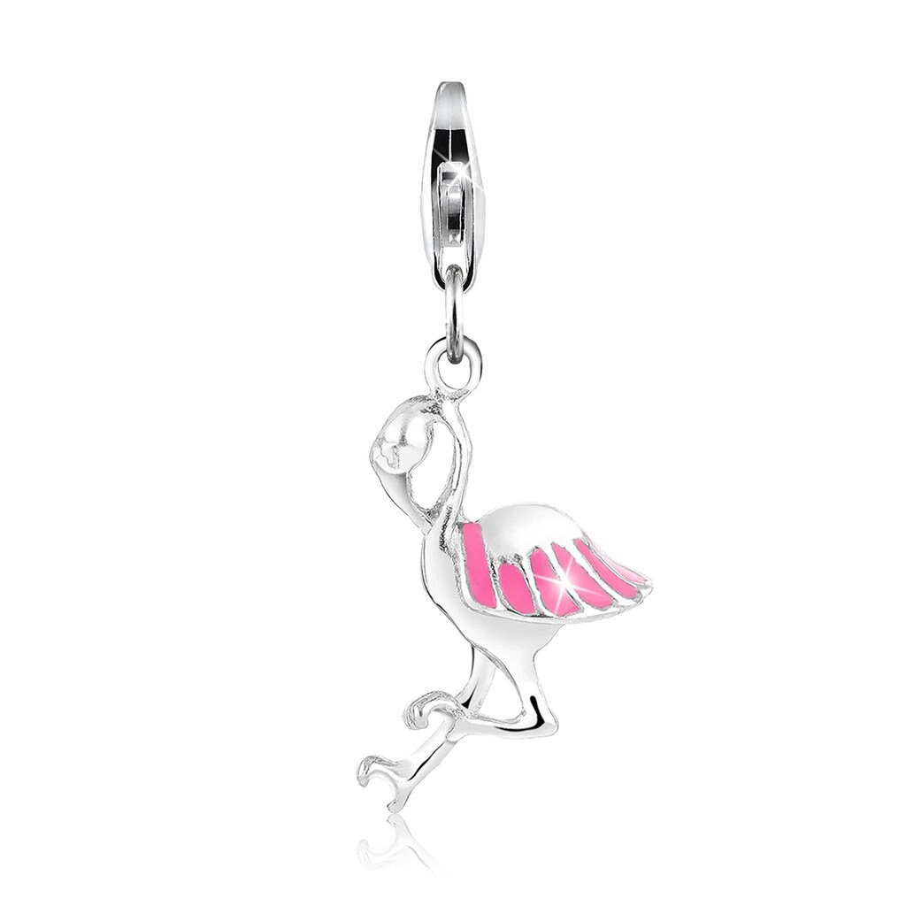 Nenalina Charm-Einhänger »Anhänger Flamingo Sommer Emaille 925 Silber«