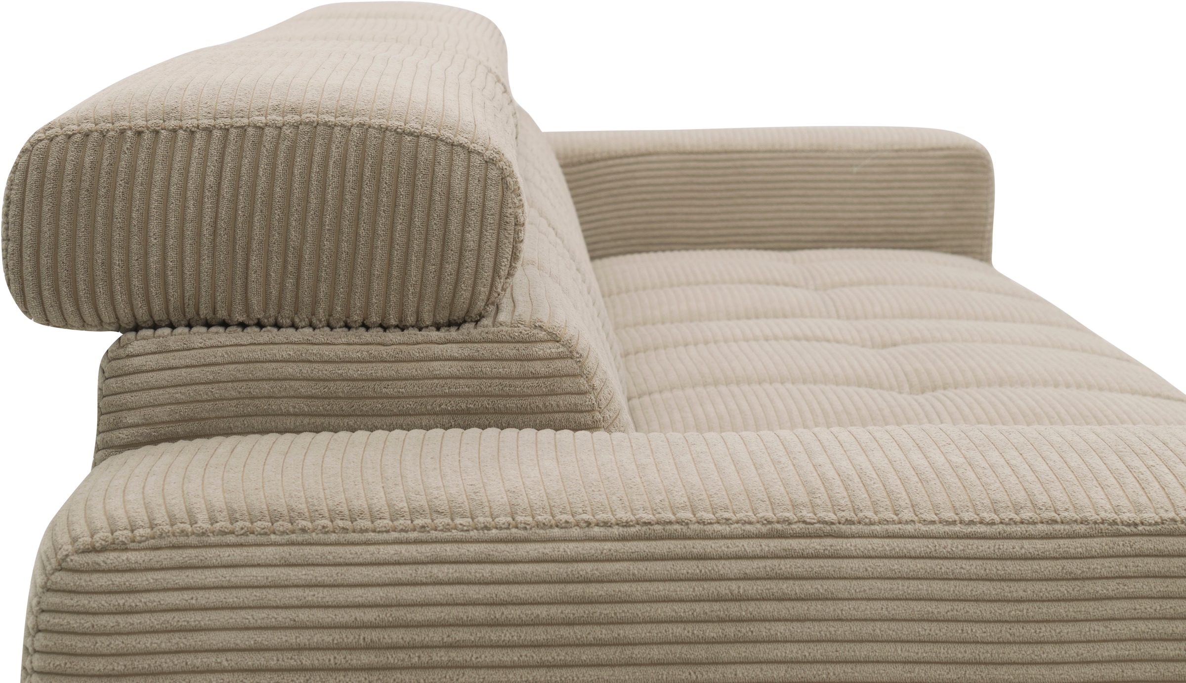 DOMO collection Ecksofa »Trento L-Form, mit Kufenfuß oder Einzelfuß«, wahlweise mit Kopfteilverstellung, Recamiere links/rechts bestellbar