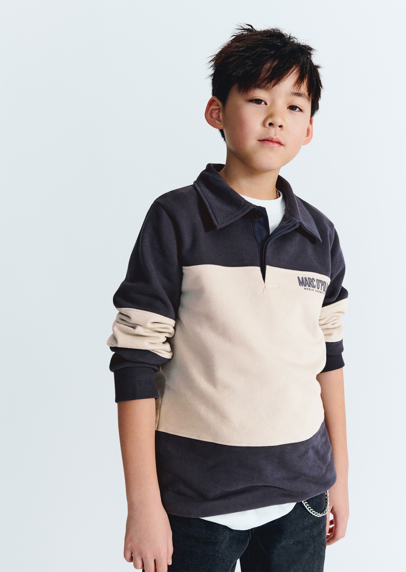 Marc O'Polo Sweatshirt , mit Polokragen und Blockstreifen
