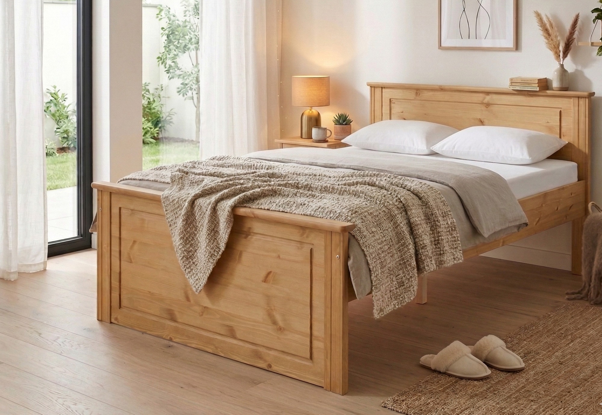 OTTO home Massivholzbett "Hugo, FSC zertifiziert, Landhausstil, zeitlos und edel" auch als Super Sparset inklusive Schubkästen, Stauraumbett, extra belastbar, Made in EU, viele Breiten